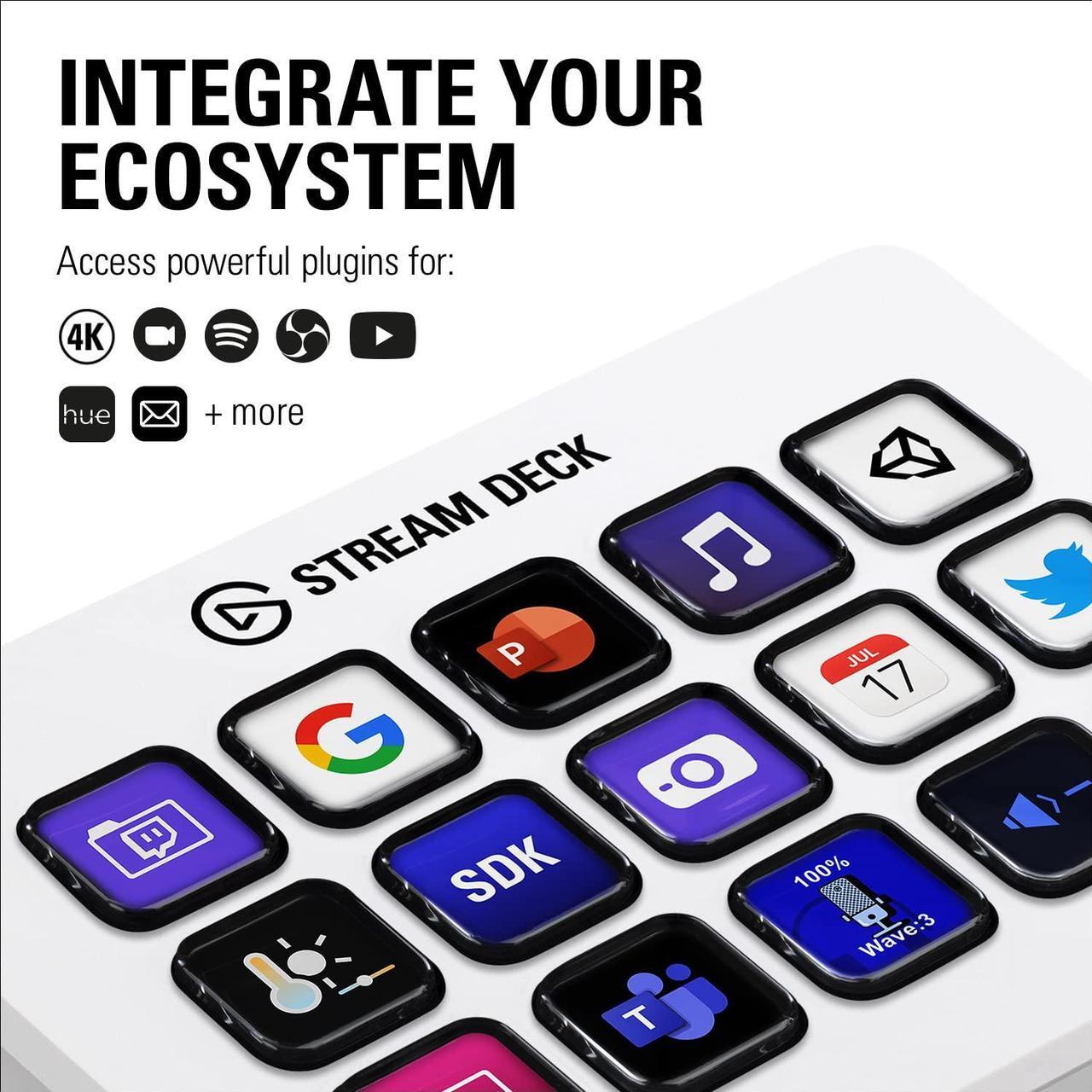 Alt view image 6 of 7 - Elgato Stream Deck MK.2 White  Studio Controller, 15 macro keys, trigger actions in apps and software like OBS, Twitch, YouTube and more, works with Mac and PC