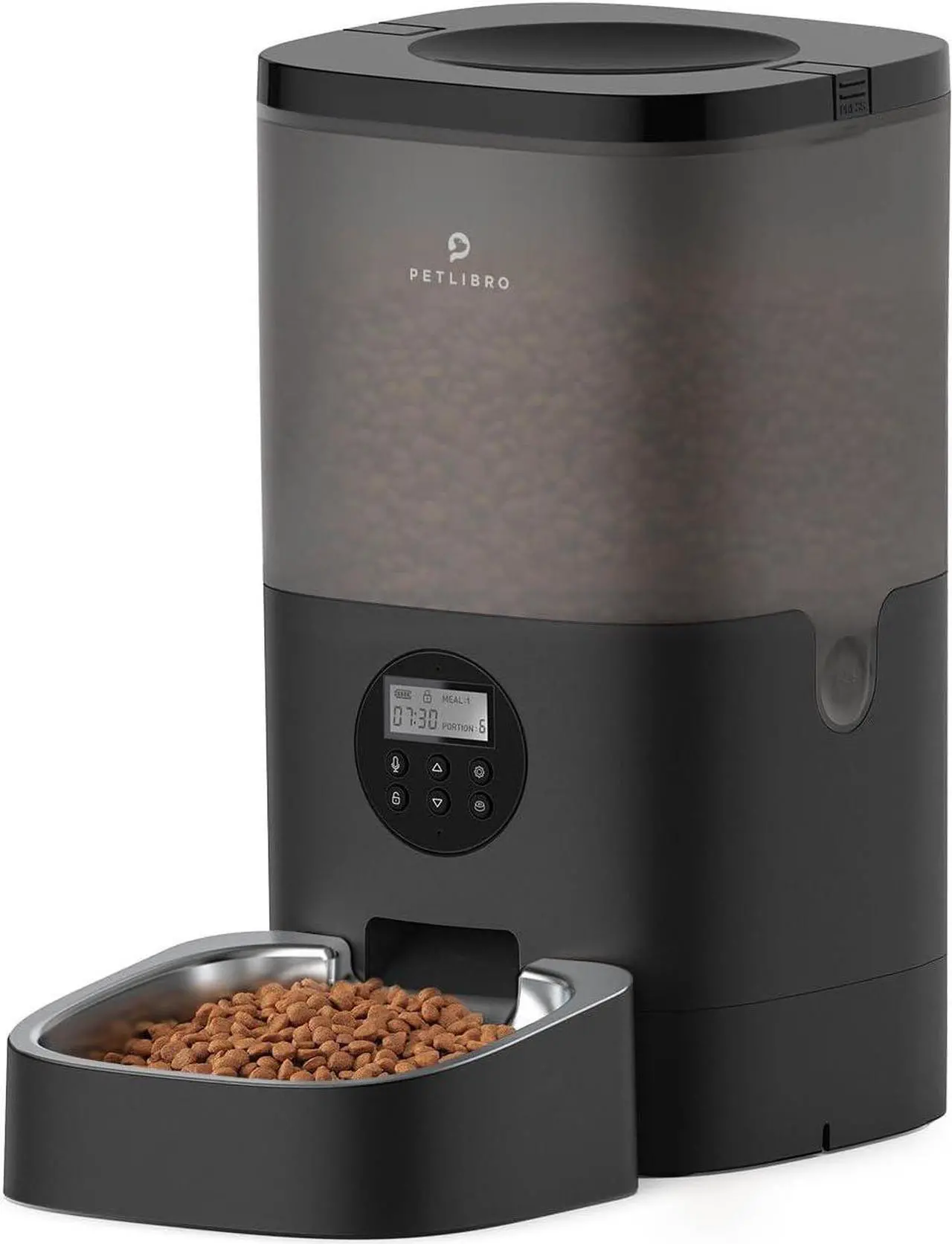 Main image of Automatic Dog Feeder, 6L Dog Food Dispenser with Timer Interactive Voice Recorder, Auto Dog Feeder with Desiccant Bag 1-4 Meals Dry Food, Black Transparent