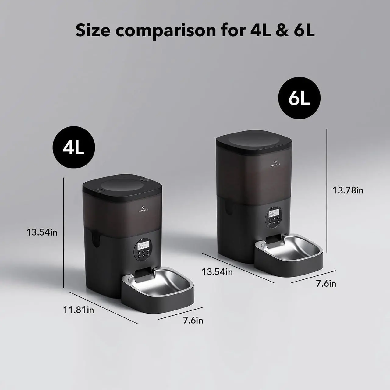 Alt view image 7 of 7 - Automatic Dog Feeder, 6L Dog Food Dispenser with Timer Interactive Voice Recorder, Auto Dog Feeder with Desiccant Bag 1-4 Meals Dry Food, Black Transparent