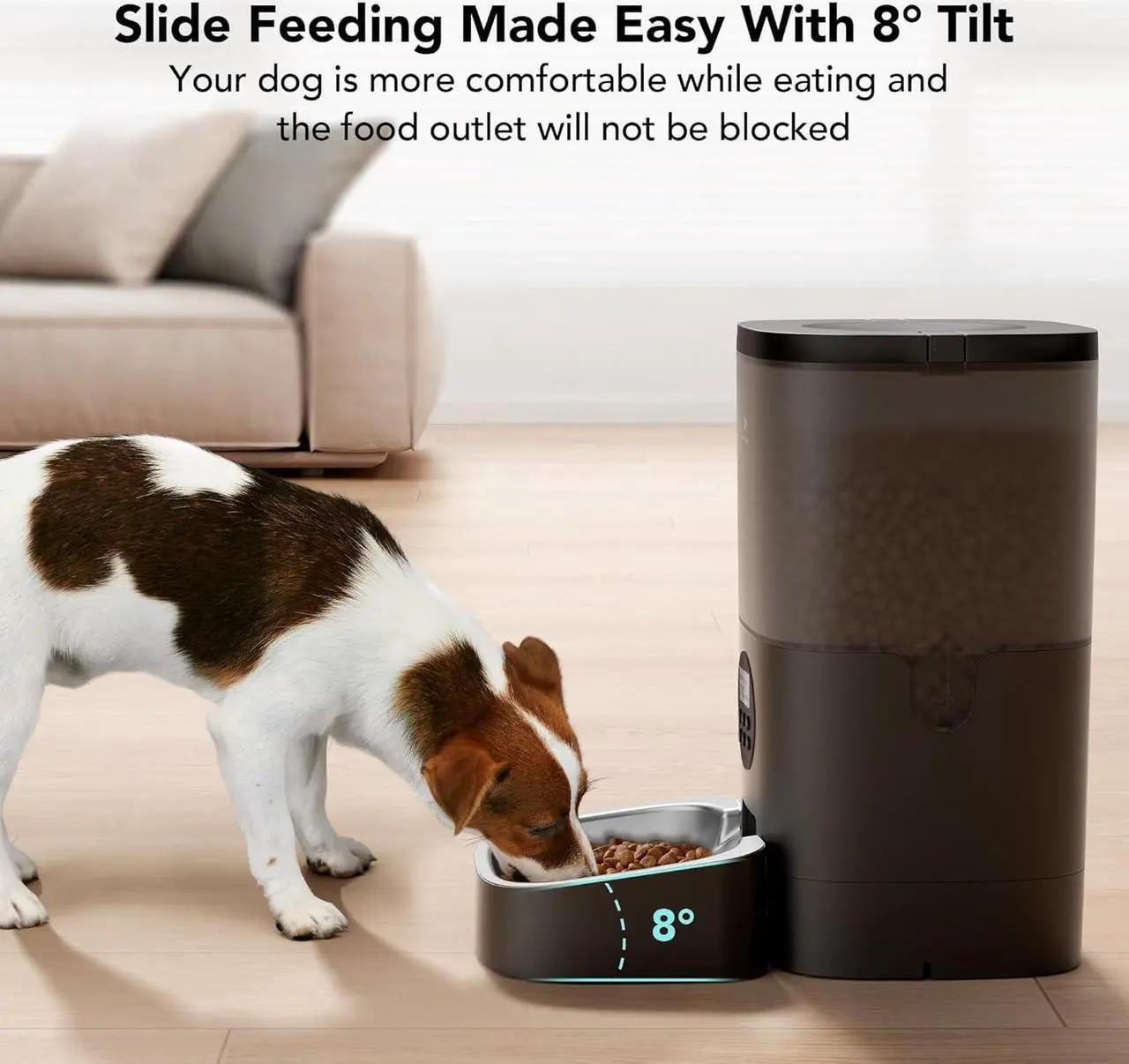 Alt view image 4 of 7 - Automatic Dog Feeder, 6L Dog Food Dispenser with Timer Interactive Voice Recorder, Auto Dog Feeder with Desiccant Bag 1-4 Meals Dry Food, Black Transparent