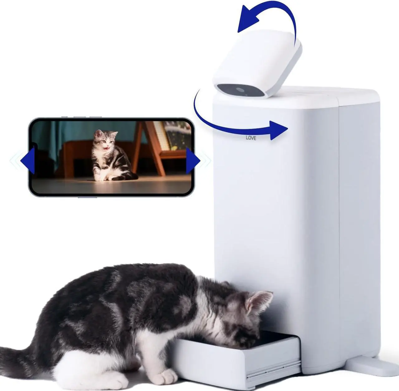 Main image of Automatic Cat Feeder, 360° Pet Camera 2K HD Monitor with Night Vision, 5G/2.4G Pet Feeder with 2-Way Audio, Low Food Alert&Blockage Sensor, Laser Toy