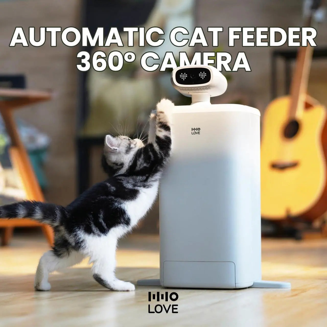 Alt view image 6 of 6 - Automatic Cat Feeder, 360° Pet Camera 2K HD Monitor with Night Vision, 5G/2.4G Pet Feeder with 2-Way Audio, Low Food Alert&Blockage Sensor, Laser Toy