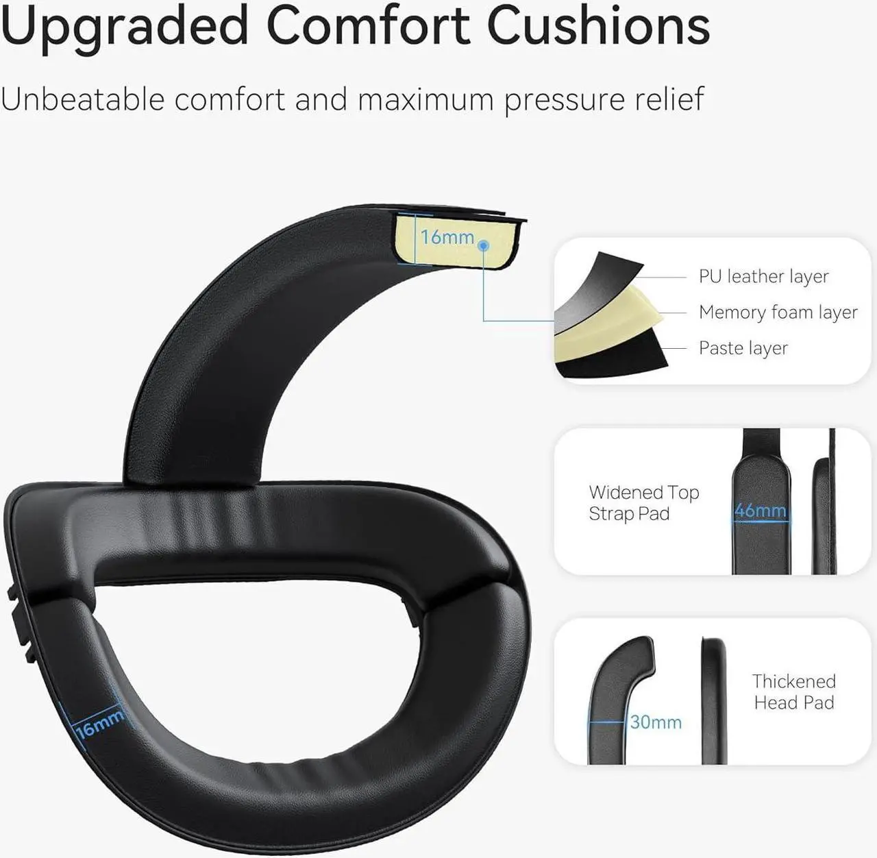Alt view image 4 of 7 - KIWI design Comfort Head Strap Accessories Compatible with Quest 2, Elite Strap Replacement for Enhanced Support, White/Black