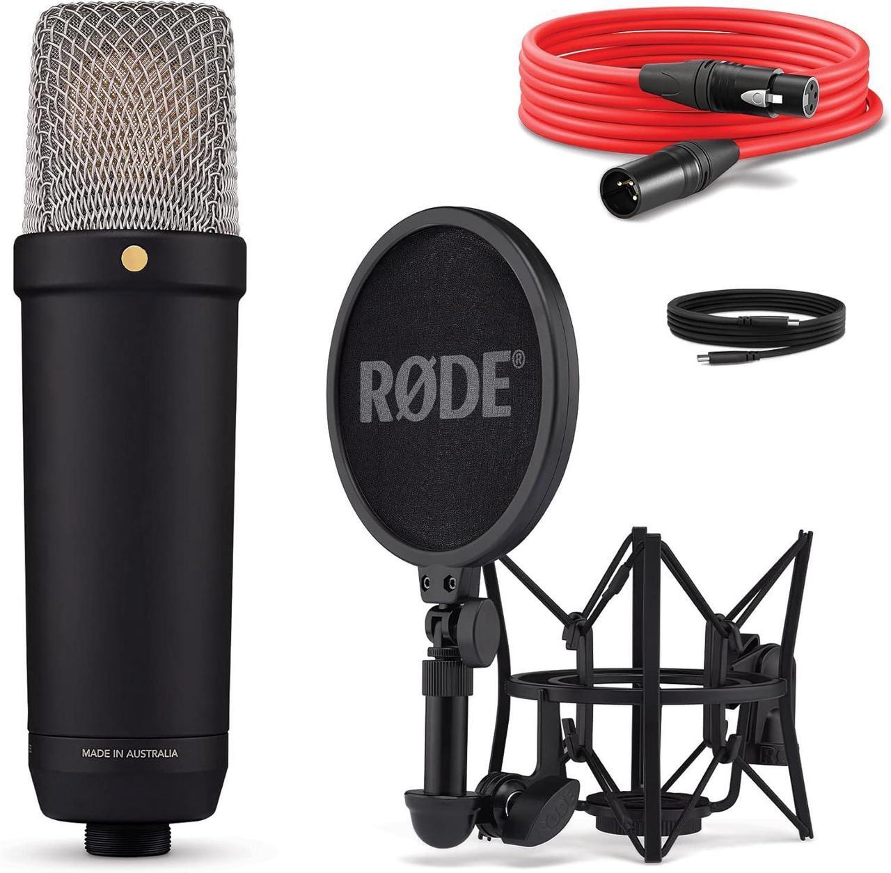 Alt view image 5 of 7 - NT1 5th Generation Large-diaphragm Studio Condenser Microphone with XLR and USB Outputs, Shock Mount and Pop Filter for Music Production, Vocal Recording and Podcasting (Black)