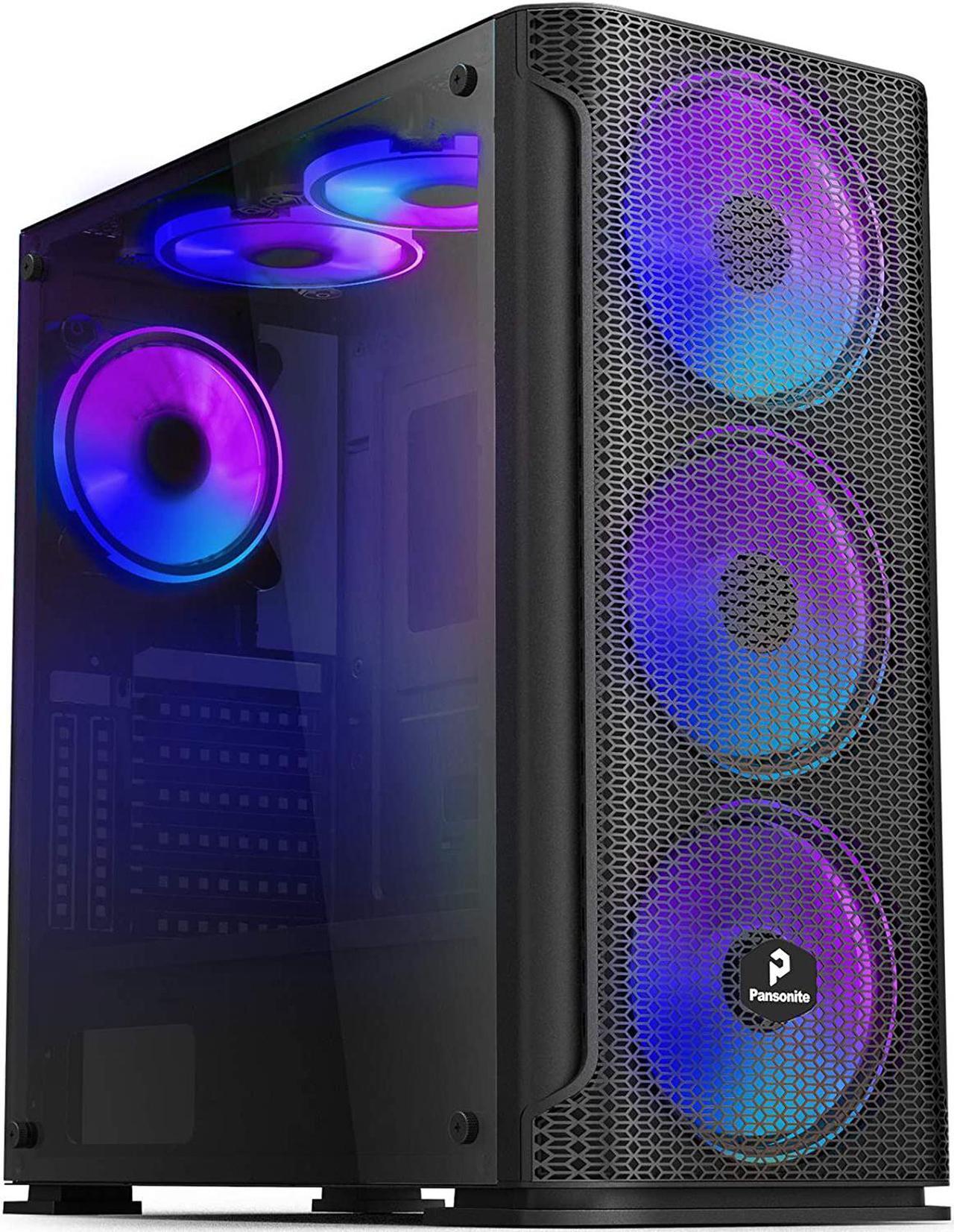 Main image of Pansonite Mesh Black Airflow ATX Mid-Tower Chassis PC Gaming Case with Tempered Glass Side Panel, E-ATX Supported, 6 RGB Fans Pre-Installed (M01-DS6-0)