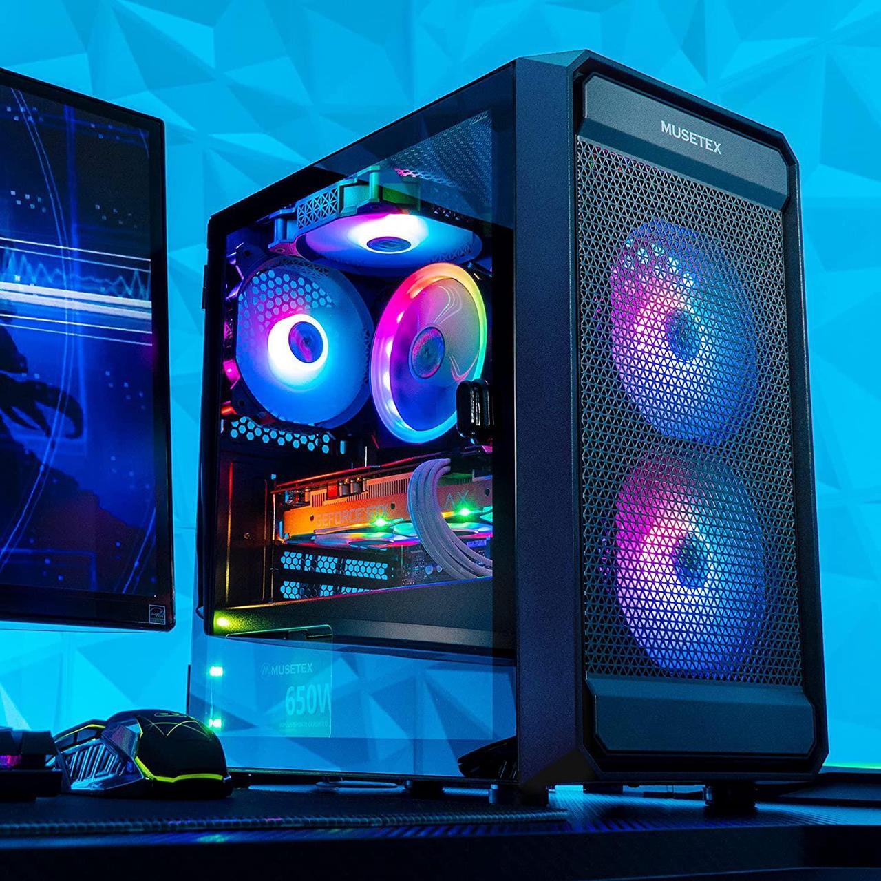 Main image of MATX(Micro ATX) PC Case, Computer Case Pre-Installed 2pcs ARGB Fans,MUSETEX Computer Gaming Case with Type-C, USB 3.0, Opening Tempered Glass Side Door Mesh Airflow Tower Case