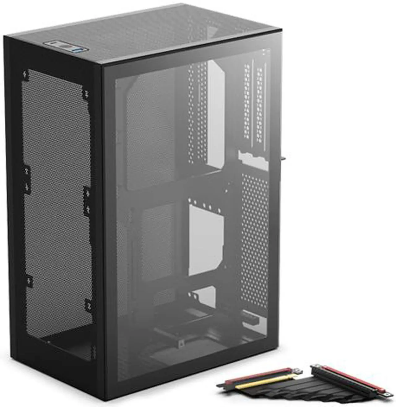 Main image of SSUPD Meshlicious Mini-ITX Small Form Factor (SFF) Case - One Tempered Glass Side Panel & One Mesh Side Panel with PCIe 4.0 Riser Cable - Black Color, Tool-Free and Easy Accessibility