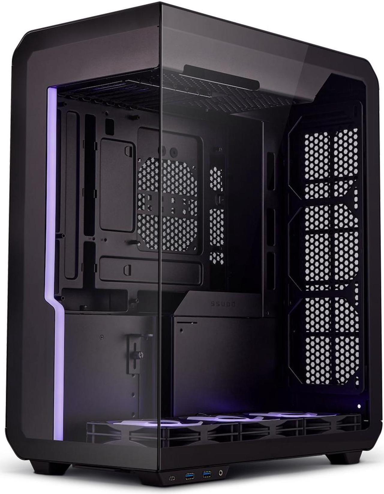 Main image of SSUPD Xhuttle Black ATX Mid Tower Gaming Case, with a dual - chamber design, Panoramic Tempered Glass ,Vertical GPU Airflow, Includes 3 x 120mm ARGB Reverse Fan, RGB Strip