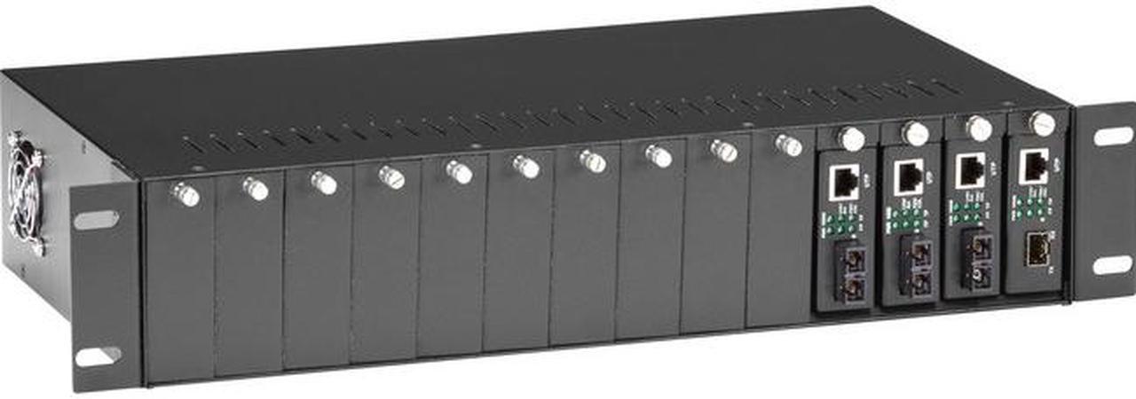 Alt view image 3 of 8 - Black Box LHGC-RACK Copper to Fiber Media Converter Chassis - 2U 14-Slot