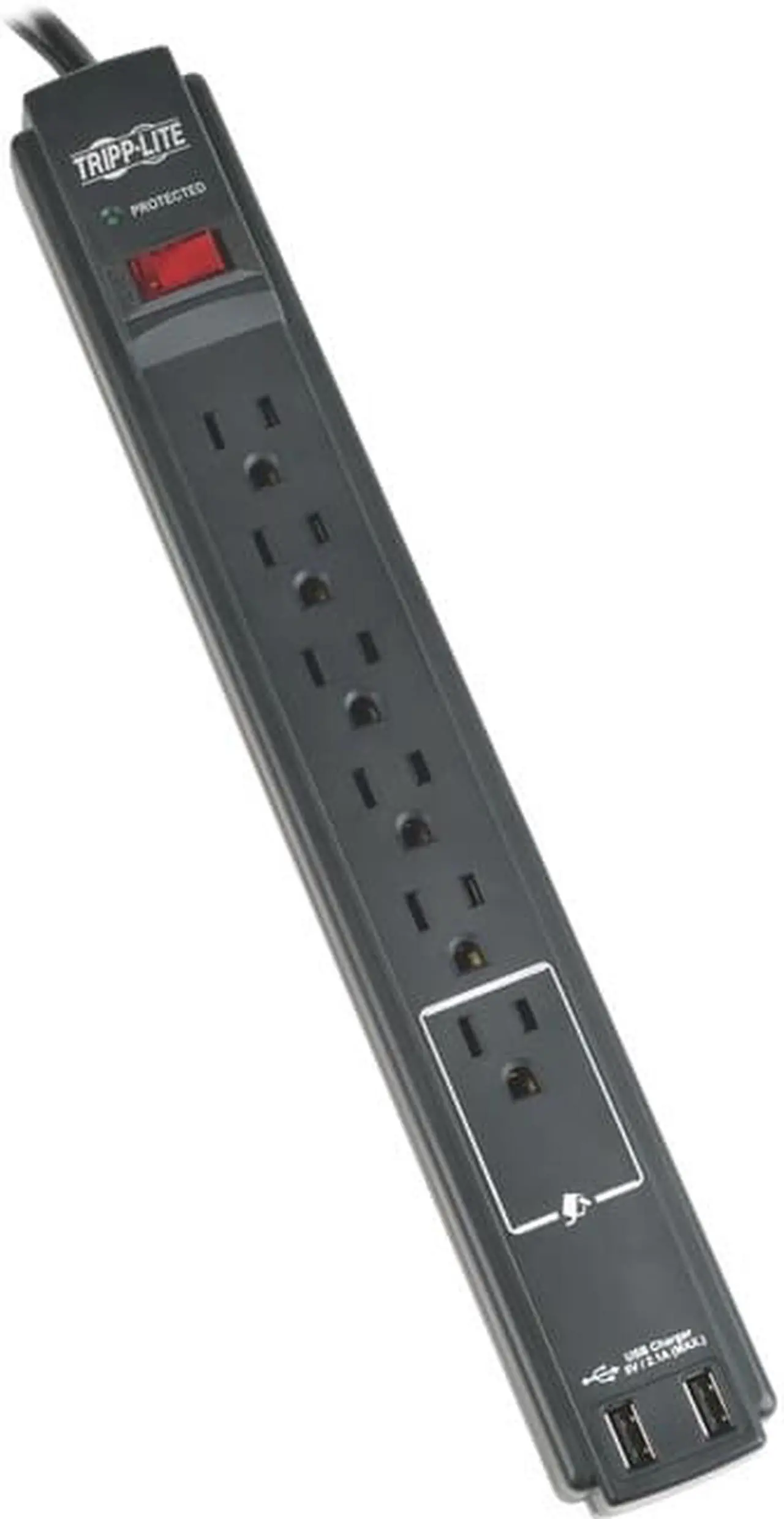 Alt view image 2 of 2 - 6 OUTLET SURGE STRIP W USB TAA - TLP606USBBTAA