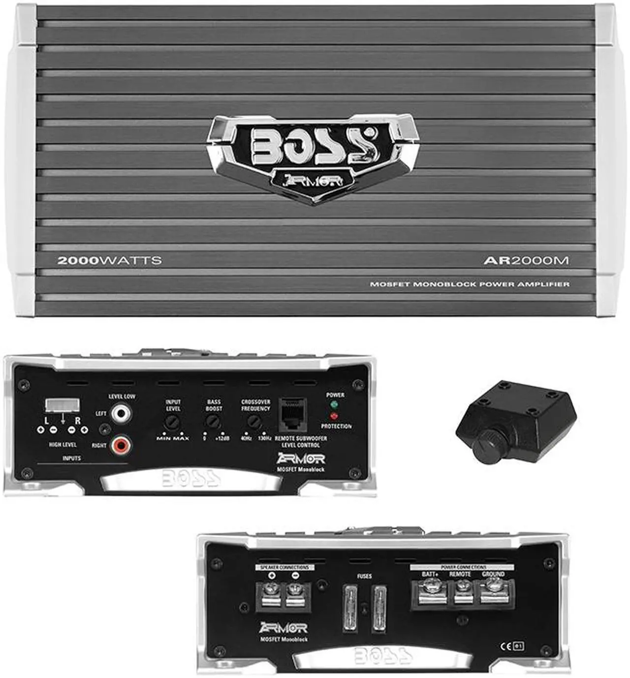 Alt view image 17 of 20 - Boss Armor AR2000M 2000 Watt Monoblock A/B Amplifier Car Audio Amp & Bass Remote