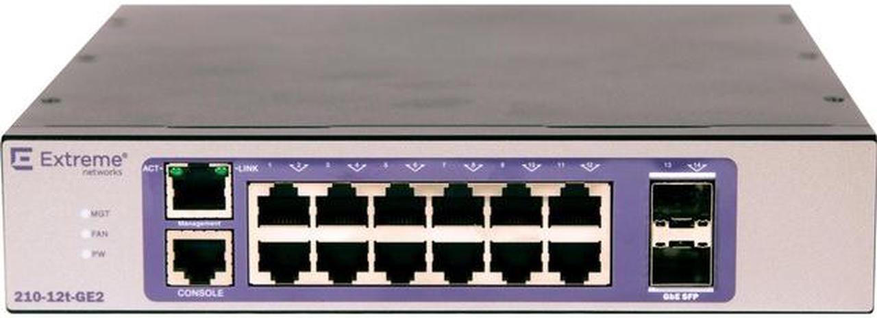 Alt view image 11 of 13 - Extreme Networks - 16566 - Extreme Networks 210-12t-GE2 Ethernet Switch - 12 Ports - Manageable - 3 Layer Supported -