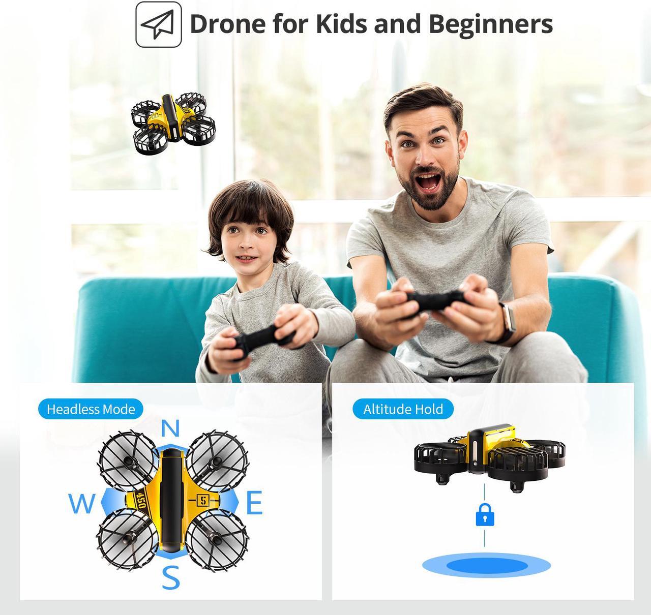Alt view image 7 of 7 - Holy Stone HS450 Mini Drone, Hand Operated + Remote Control Nano Quadcopter for Kids, with 3 Batteries
