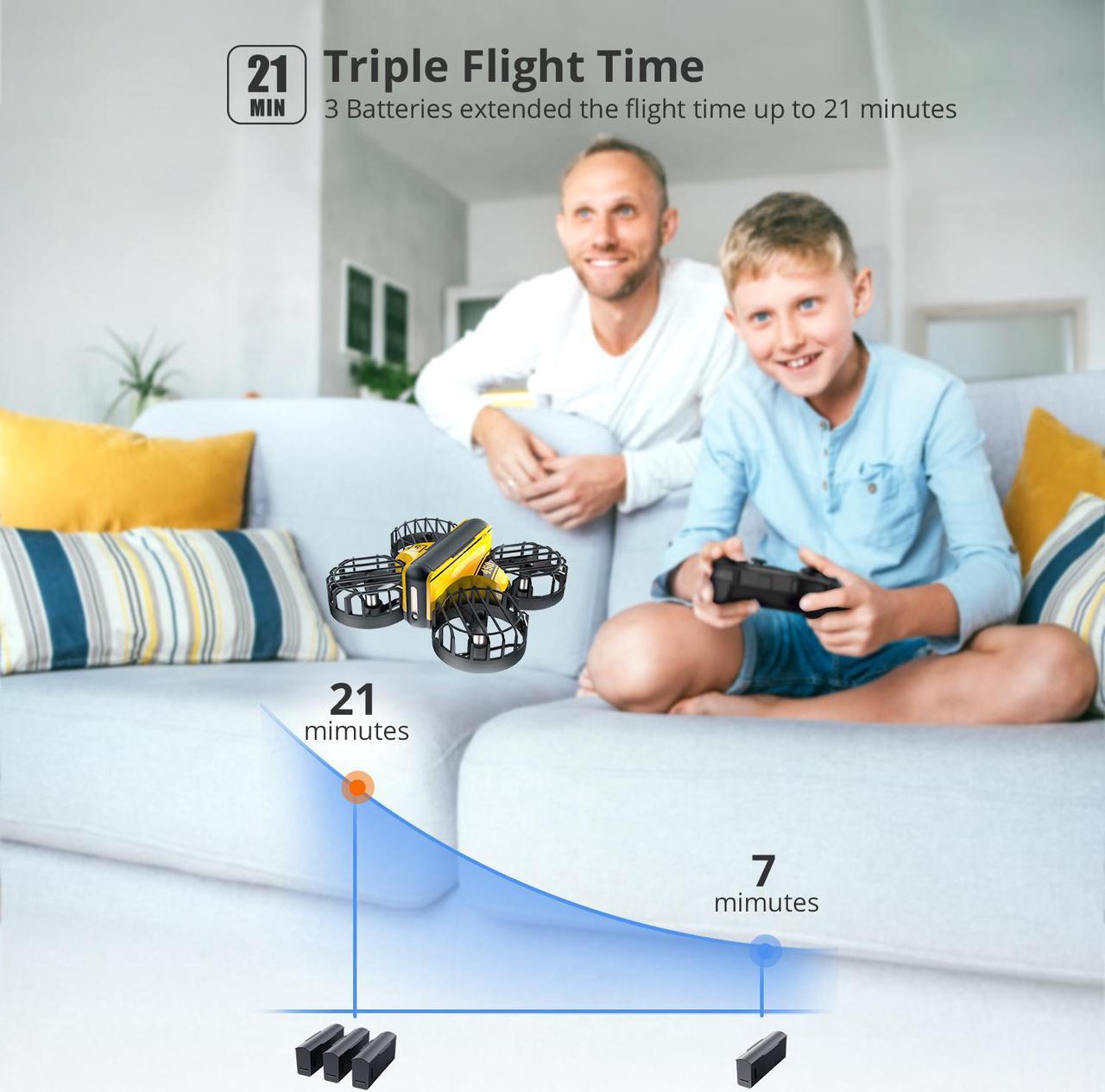 Alt view image 3 of 7 - Holy Stone HS450 Mini Drone, Hand Operated + Remote Control Nano Quadcopter for Kids, with 3 Batteries