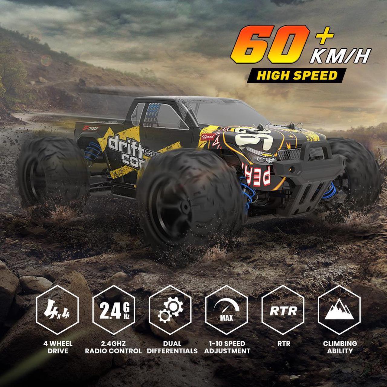 Alt view image 2 of 7 - DEERC Brushless RC Cars 300E 60KM/H High Speed Remote Control Car 4WD 1:18 Scale Monster Truck for Kids Adults, All Terrain Off Road Truck with Extra Shell 2 Battery,40+ Min Play Car Gifts for Boys