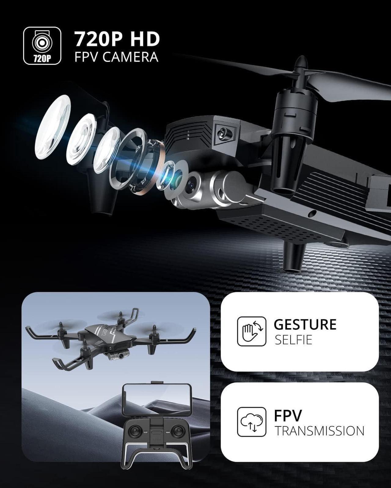 Alt view image 2 of 7 - DEERC D20 Mini Drone for Kids with 720P HD FPV Camera, Altitude Hold, Headless Mode, One Key Start, Speed Adjustment, 3D Flips, 2 Batteries + Storage Case, Black
