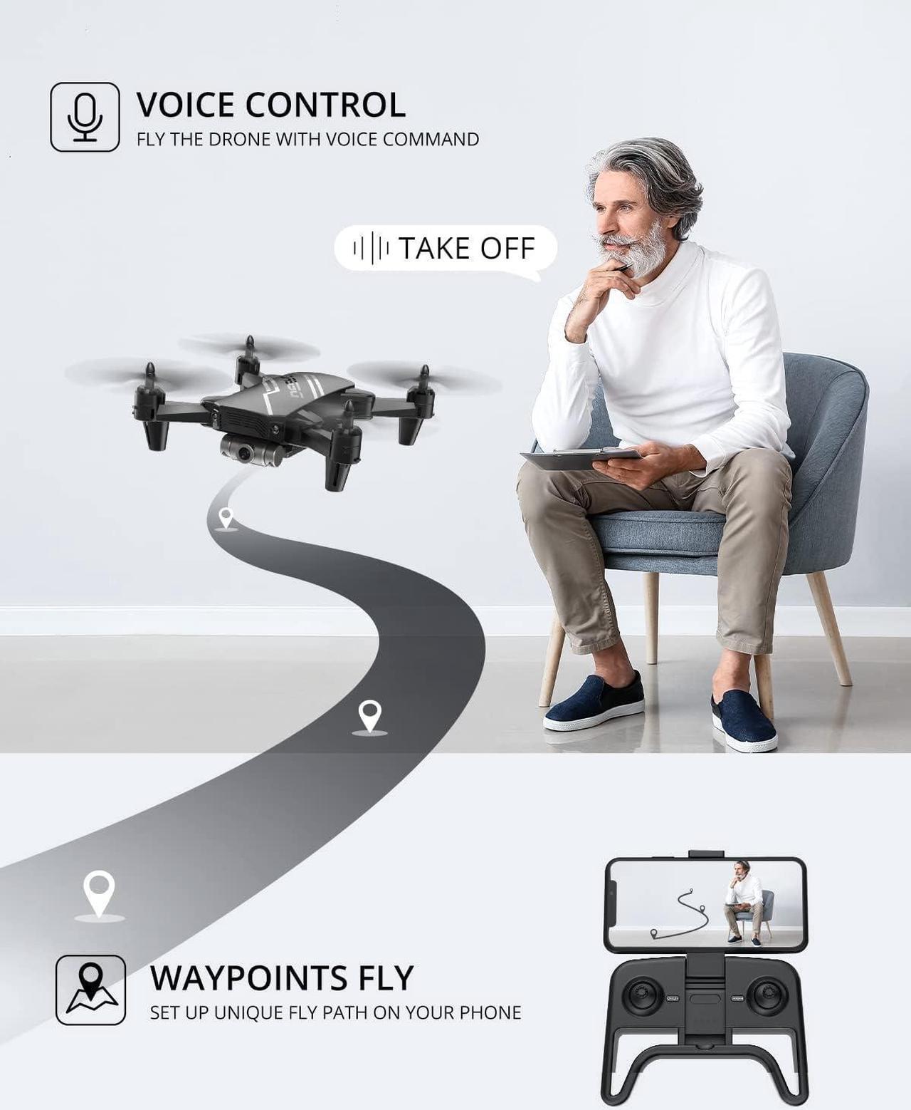 Alt view image 3 of 7 - DEERC D20 Mini Drone for Kids with 720P HD FPV Camera, Altitude Hold, Headless Mode, One Key Start, Speed Adjustment, 3D Flips, 2 Batteries + Storage Case, Black