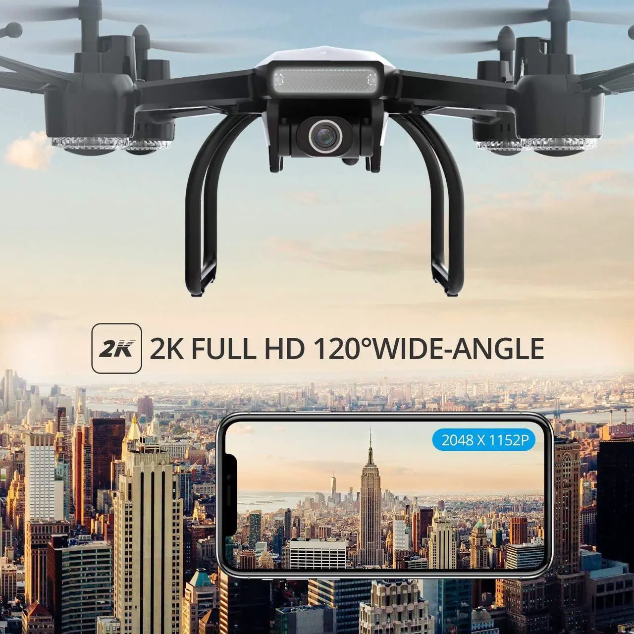 Alt view image 2 of 6 - DEERC D50 Drone with Camera for Adults 2K Ultra HD FPV Live Video Wide Angle, Altitude Hold, Headless Mode, Gesture Selfie, Waypoints Functions RC Quadcopter with 2 Batteries and Backpack,1Piece, Blac