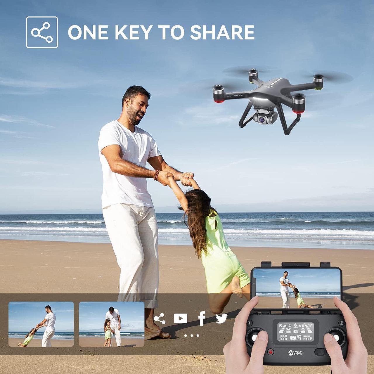 Alt view image 6 of 7 - Holy Stone HS700E 4K UHD Drone with EIS Anti Shake 130°FOV Camera for Adults, GPS Quadcopter with 5GHz FPV Transmission, Brushless Motor, Easy Auto Return Home, Follow Me and Outdoor Carrying Case
