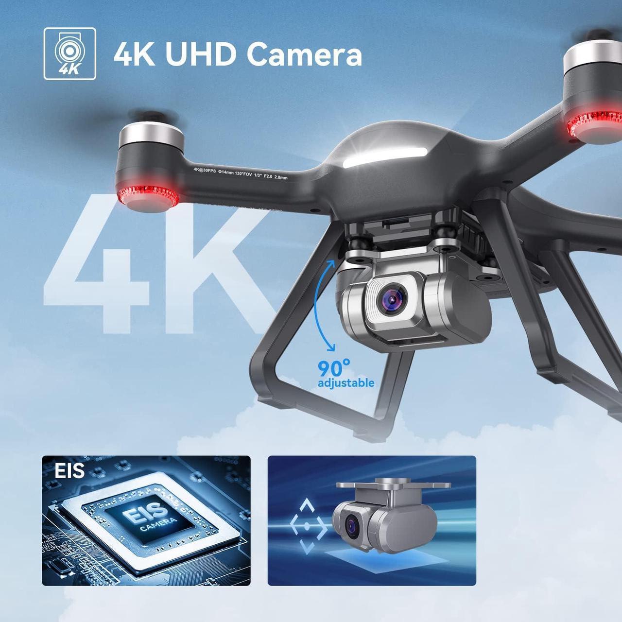 Alt view image 2 of 7 - Holy Stone HS700E 4K UHD Drone with EIS Anti Shake 130°FOV Camera for Adults, GPS Quadcopter with 5GHz FPV Transmission, Brushless Motor, Easy Auto Return Home, Follow Me and Outdoor Carrying Case