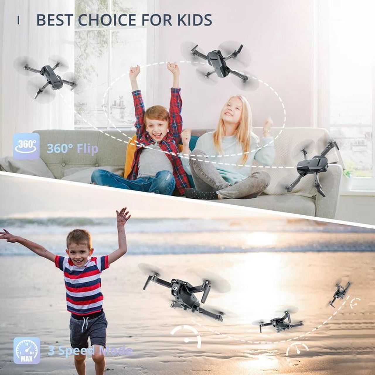 Alt view image 6 of 7 - 1812 RC Drone with 4K HD Camera for Kids Remote Control Quadcopter One Key Return Home Opticle Flow Opsitioing Best Drone for Children Play Color Black