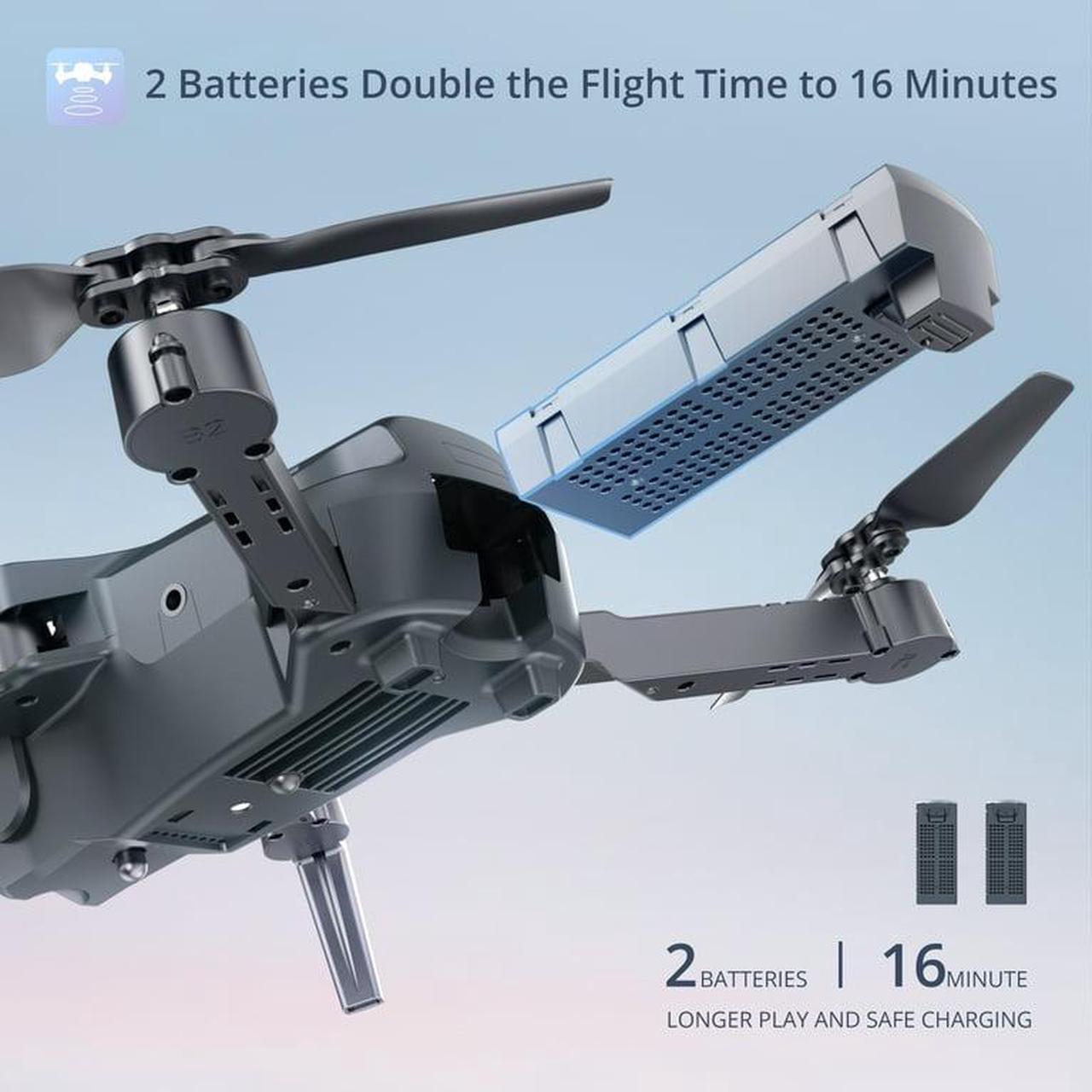 Alt view image 3 of 7 - 1812 RC Drone with 4K HD Camera for Kids Remote Control Quadcopter One Key Return Home Opticle Flow Opsitioing Best Drone for Children Play Color Black