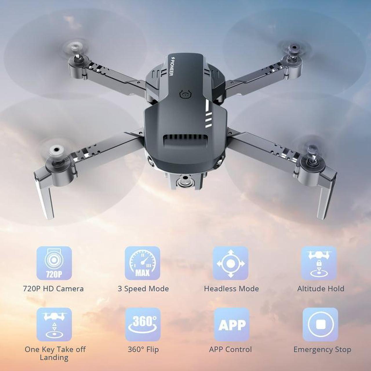 Alt view image 5 of 7 - 1812 RC Drone with 4K HD Camera for Kids Remote Control Quadcopter One Key Return Home Opticle Flow Opsitioing Best Drone for Children Play Color Black