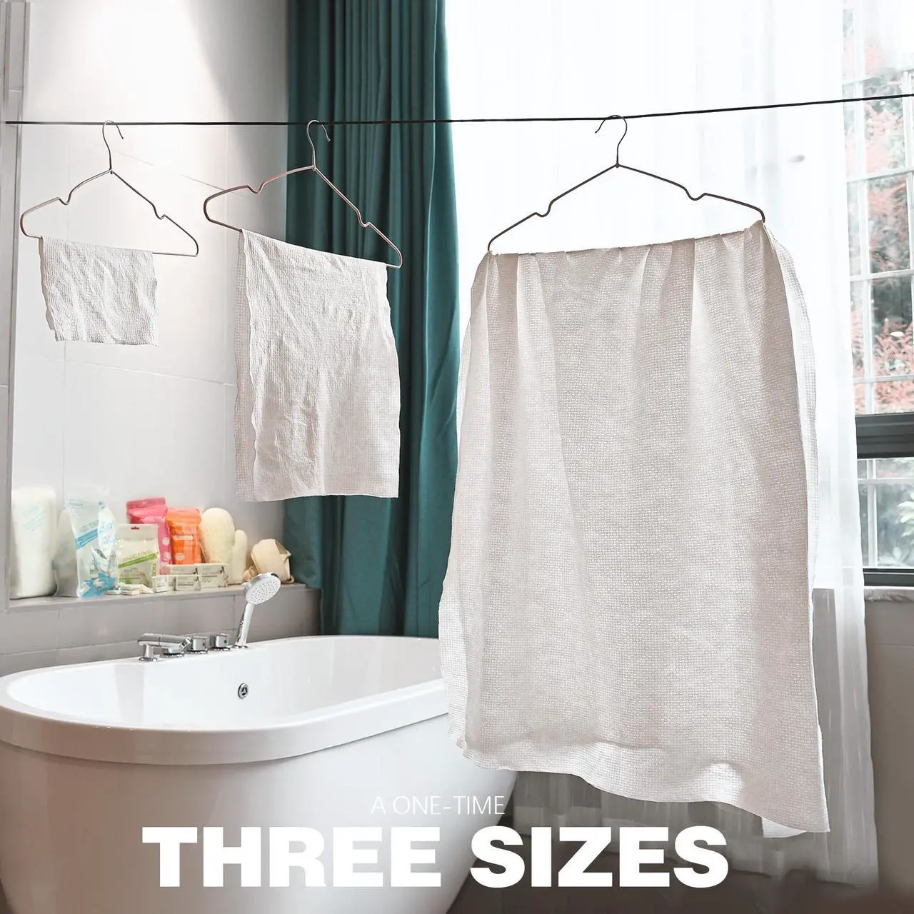 Alt view image 6 of 7 - Aimisin Compressed Towels Disposable Thick Soft Durable Towels 100% Cotton for Home Bathroom Travel Camping 3 Size in 1, Contains 4 Face Towel, 2 Big Towel, 1 Bath Towel