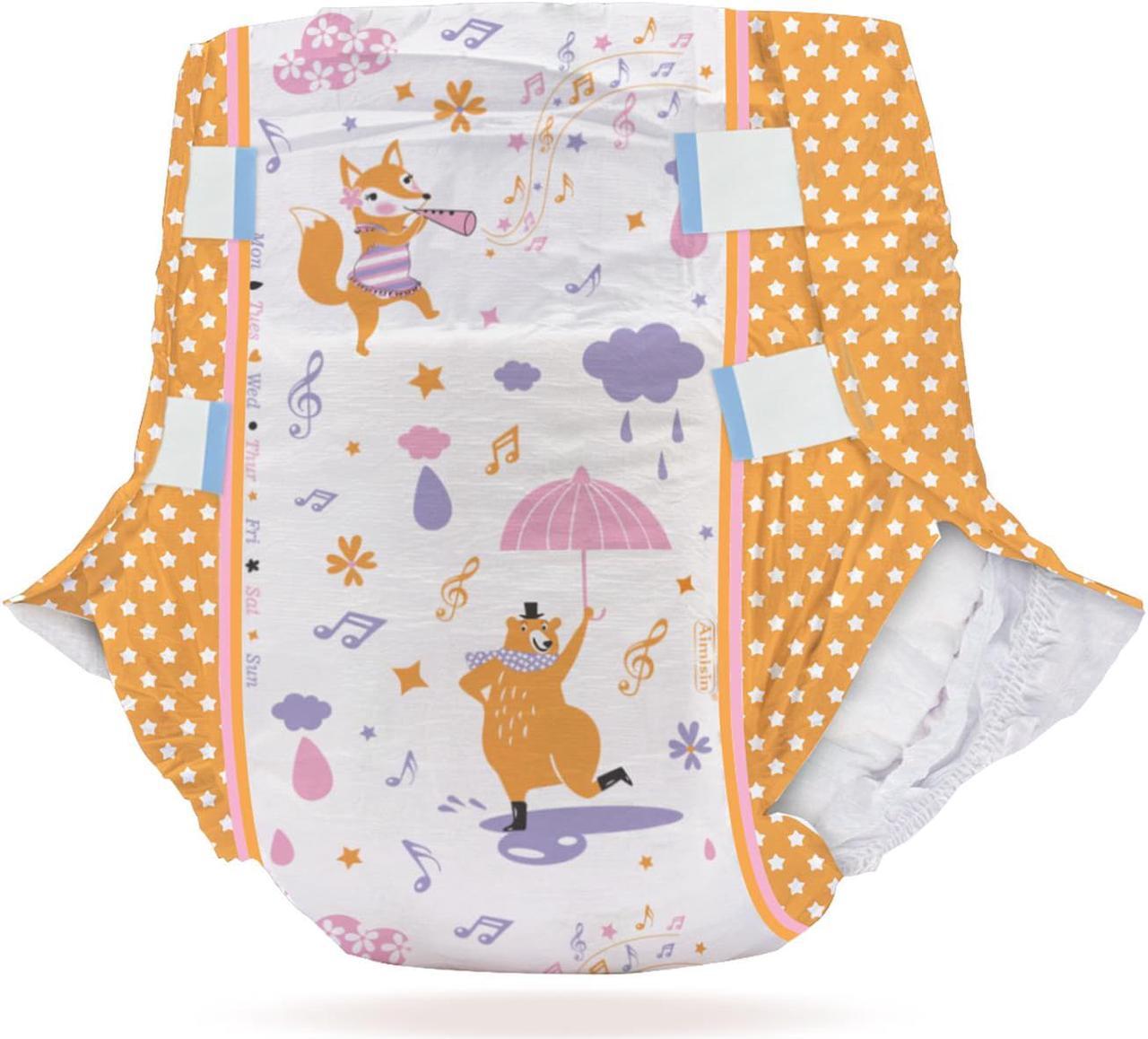 Main image of Aimisin Adult Diaper for Men Women, 7pcs Colorful Print Diapers Heavy Absorbency Large XX-Large