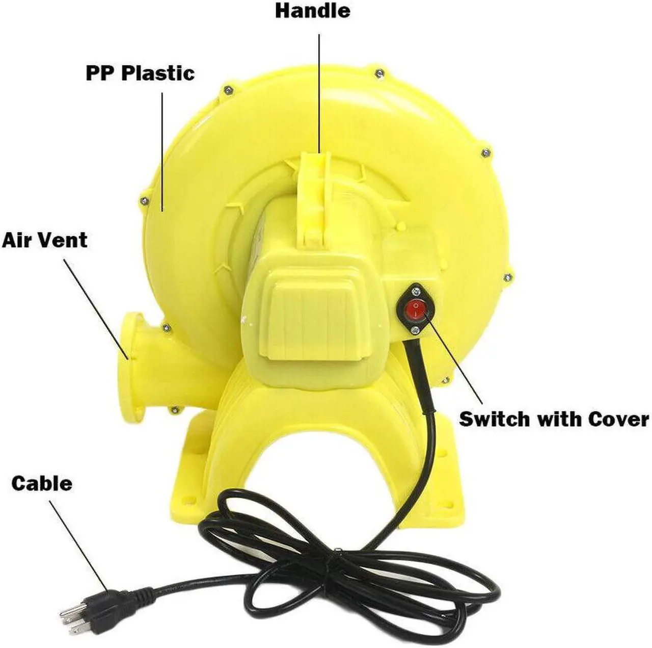 Alt view image 5 of 6 - Air Blower Pump Fan 350Watt with Handle For Iatable Bounce House Slide Castle