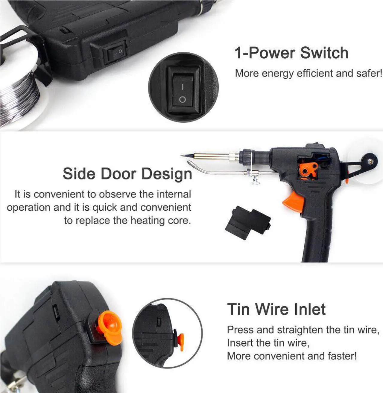 Alt view image 5 of 6 - Auto Electric Soldering Iron  Kit 110V 60W Welding Tool With Solder Wire Tin