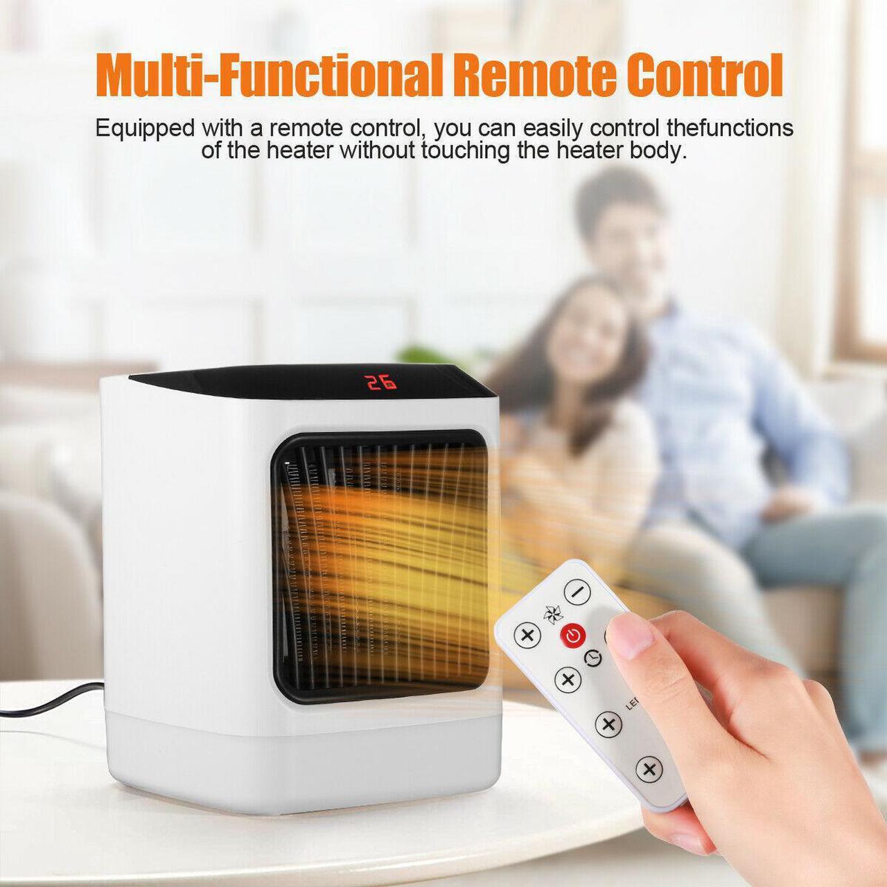 Main image of 800W Electric Space Fast Heater Fan Portable Home Office Timer Thermostat+Remote