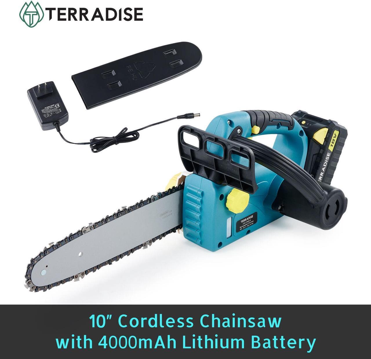 Main image of Electric Chainsaw 10in Cordless Chainsaw for Gardening Woodwork Hedge Trimming