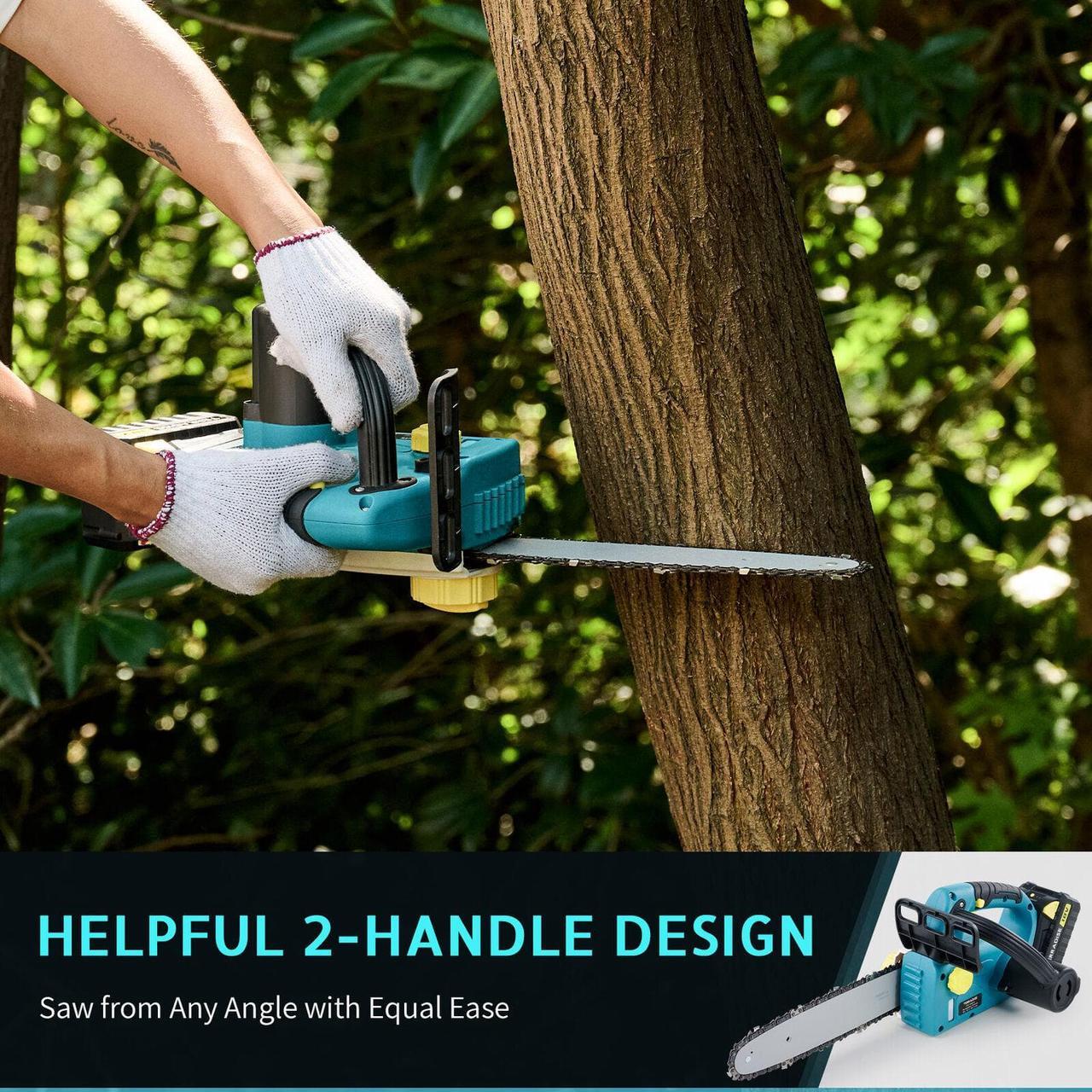 Alt view image 5 of 6 - Electric Chainsaw 10in Cordless Chainsaw for Gardening Woodwork Hedge Trimming