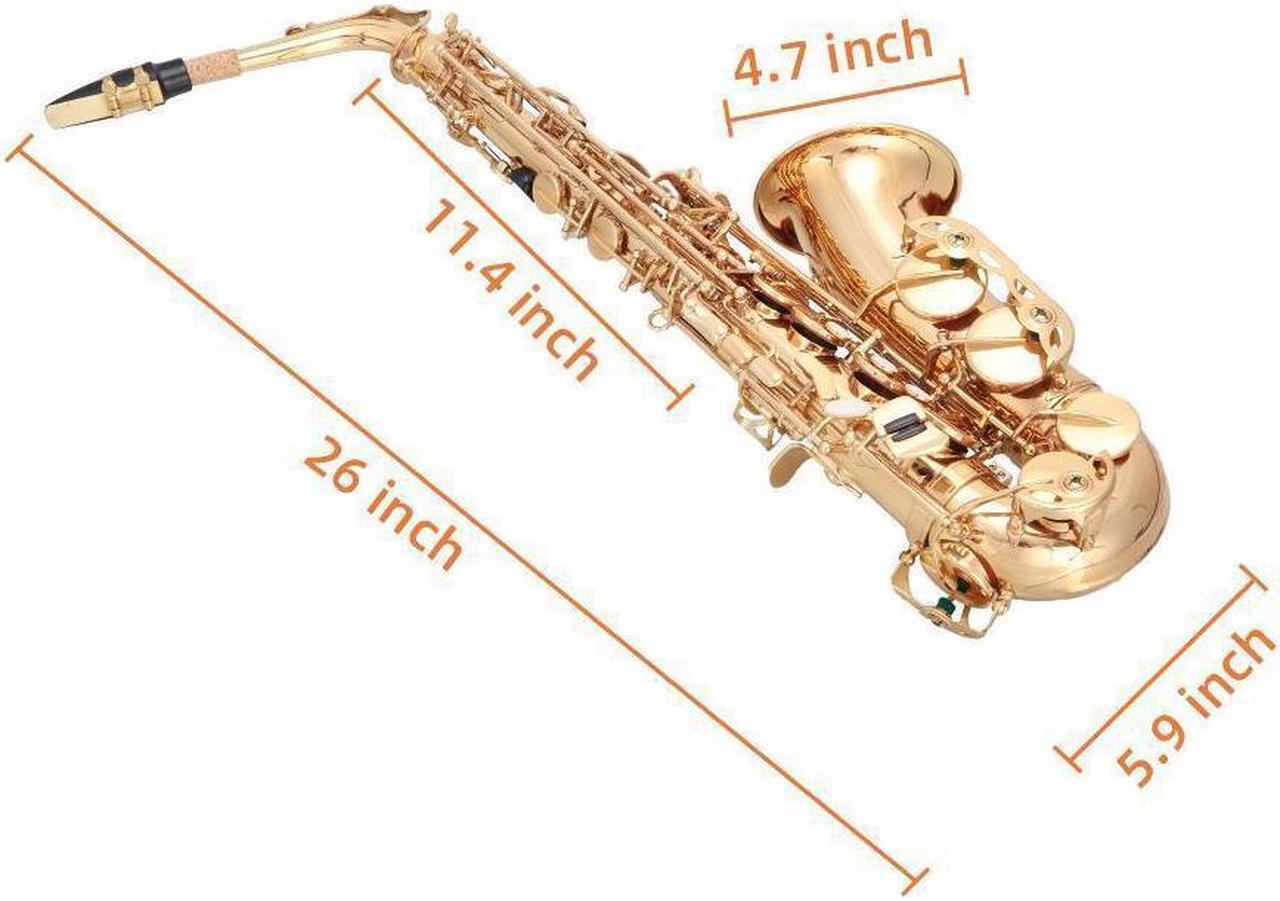 Alt view image 4 of 5 - Saxophone Eb Sax Alto E Flat Brass With Accessories Brass Golden