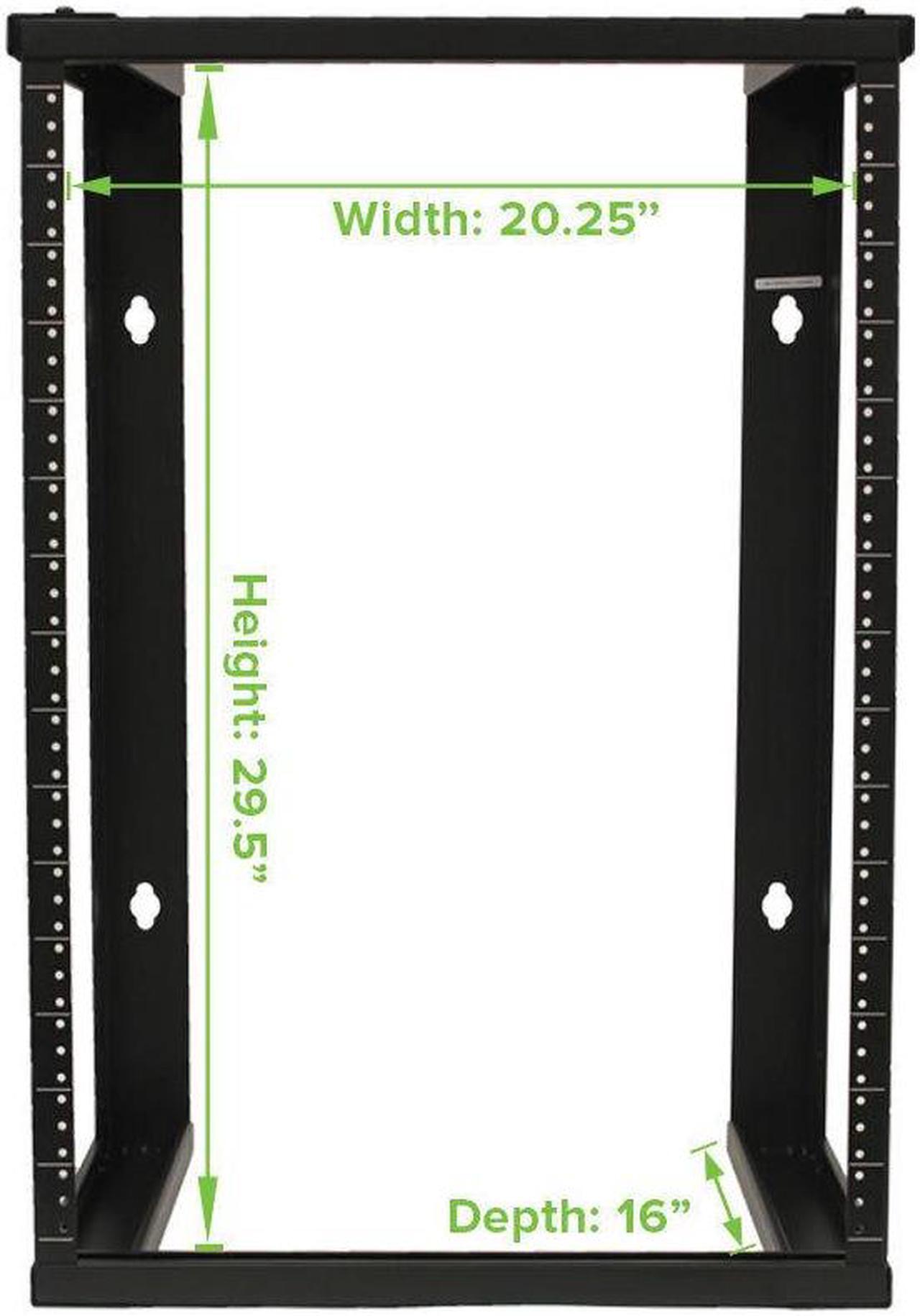 Alt view image 2 of 7 - 15U Wall Mount Open Frame 19" Server Equipment Rack Threaded 16 inch depth Black