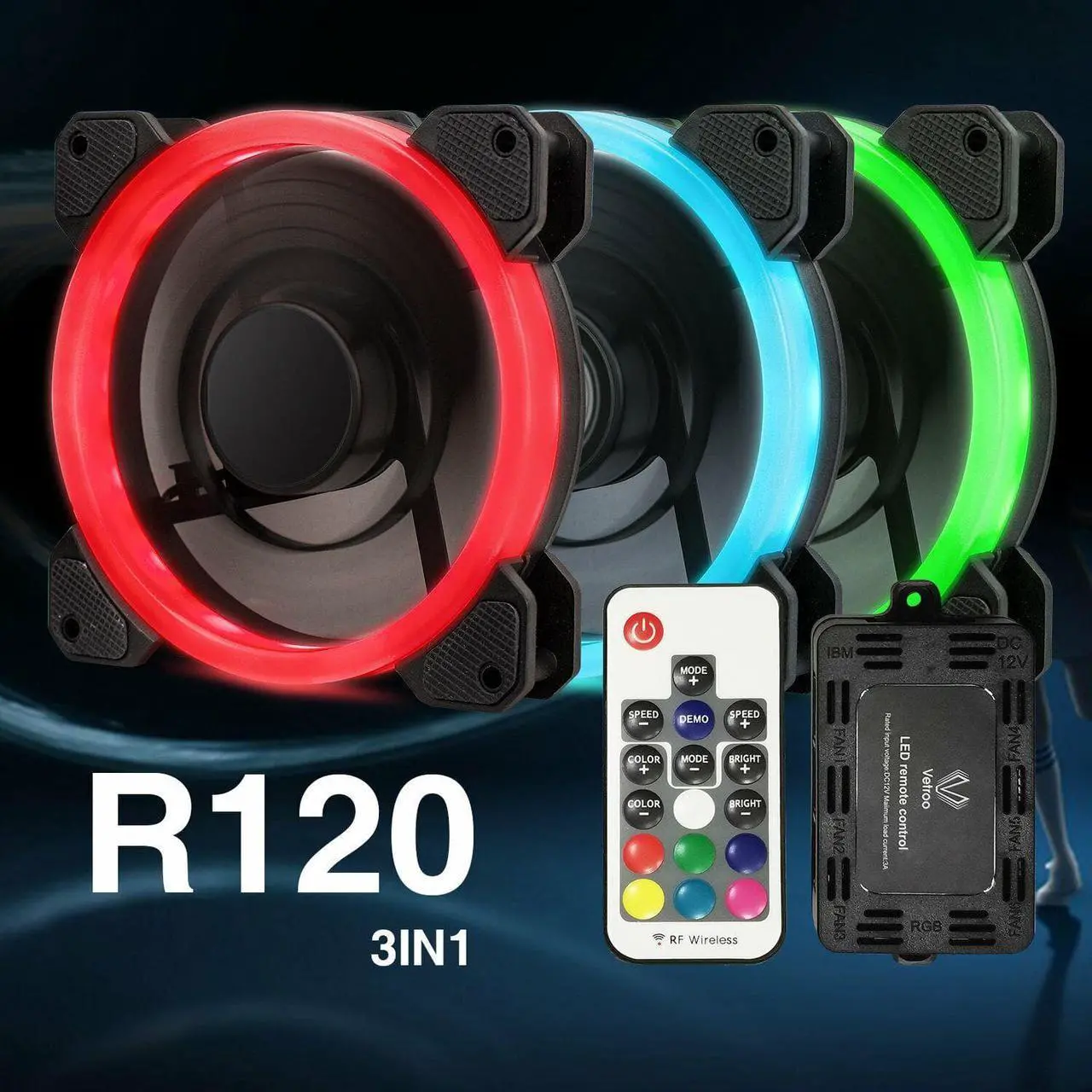 3-Pack 120mm RGB Case Fan LED 12V 4Pin Cooling Fan for Gaming Case ...