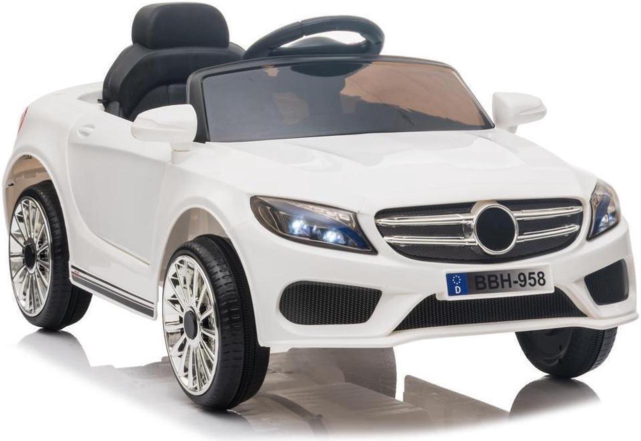 Alt view image 2 of 7 - White 12V Kids Ride On Car Electric Car W/ USB MP3 Player LED Lights Remote