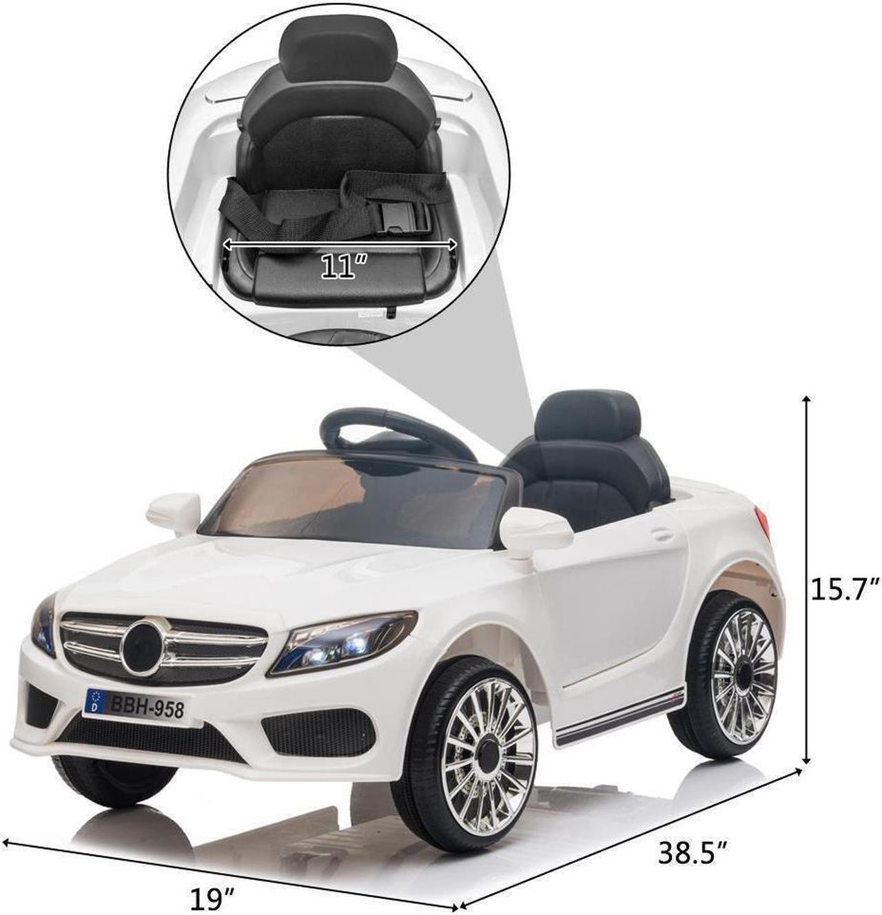 Alt view image 3 of 7 - White 12V Kids Ride On Car Electric Car W/ USB MP3 Player LED Lights Remote