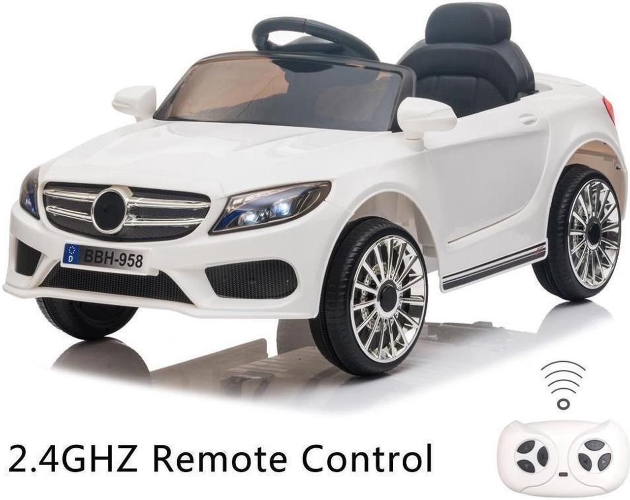 Alt view image 7 of 7 - White 12V Kids Ride On Car Electric Car W/ USB MP3 Player LED Lights Remote