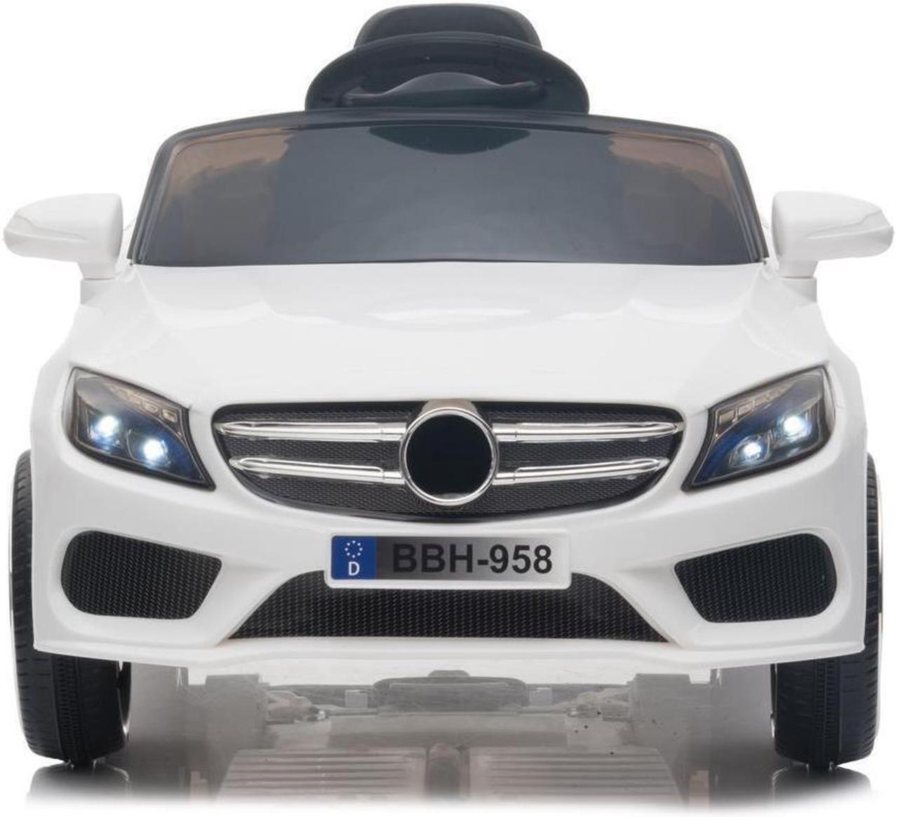 Alt view image 6 of 7 - White 12V Kids Ride On Car Electric Car W/ USB MP3 Player LED Lights Remote
