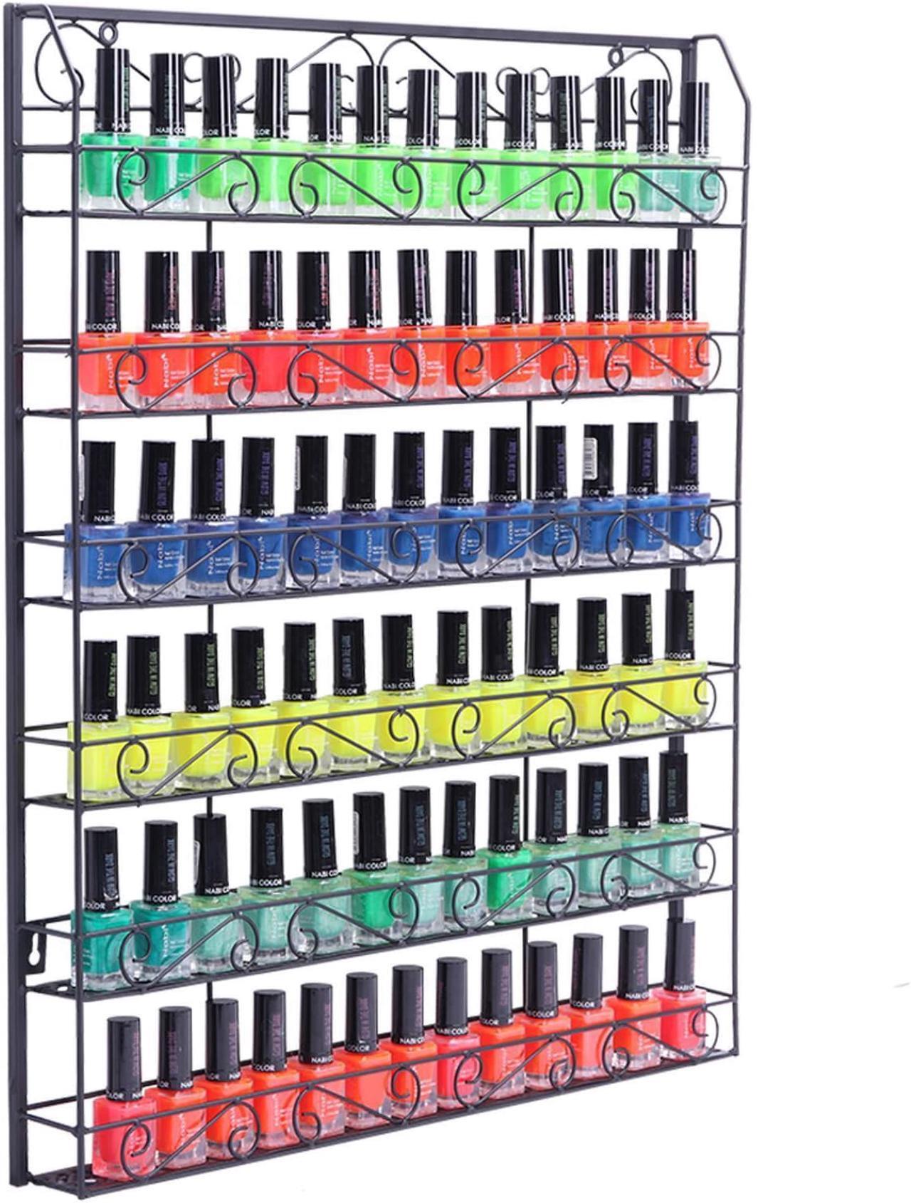 Alt view image 7 of 7 - Pro 6 Tiers Wall Mounted Nail Polish Display Rack Lipstick Storage +120 Bottles
