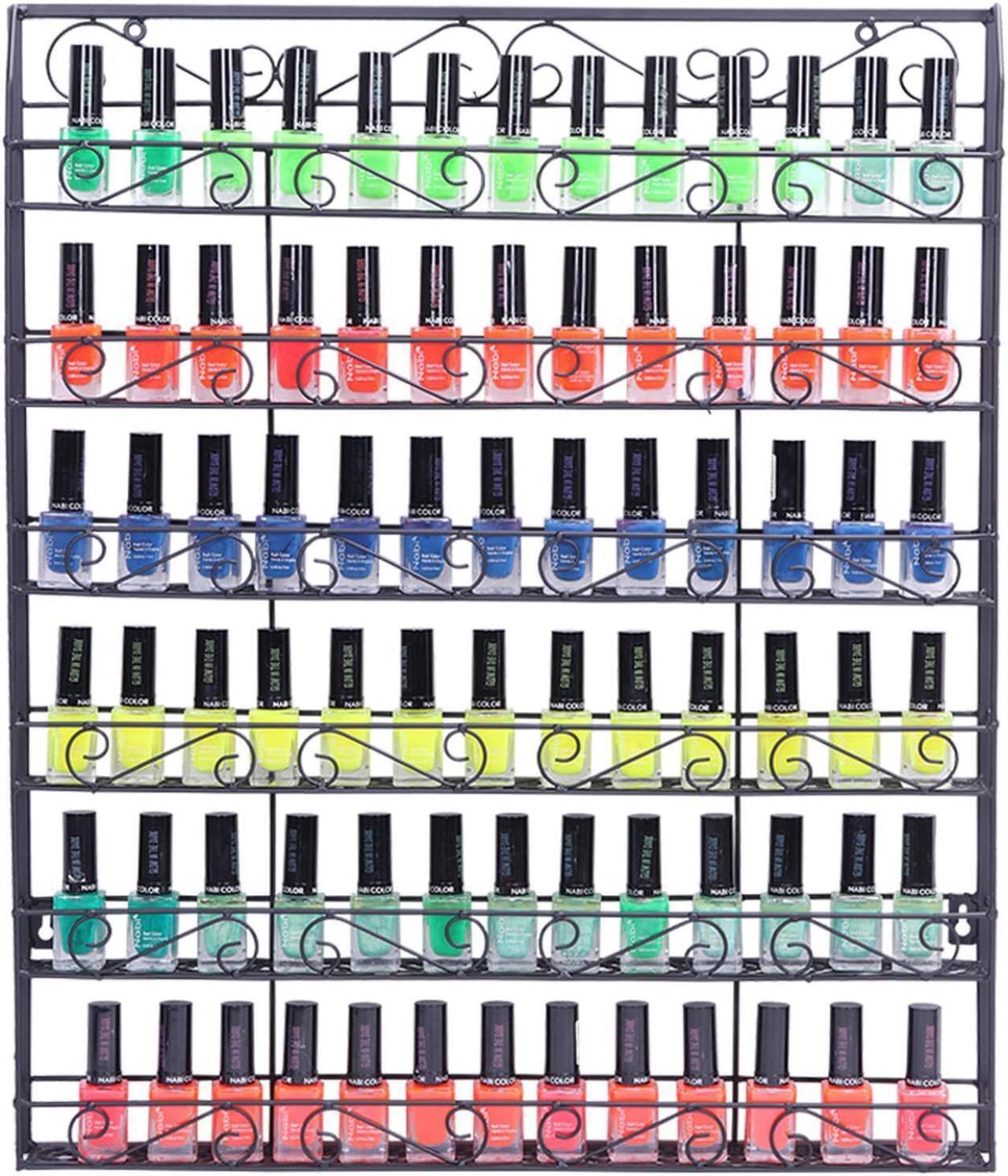 Alt view image 3 of 7 - Pro 6 Tiers Wall Mounted Nail Polish Display Rack Lipstick Storage +120 Bottles