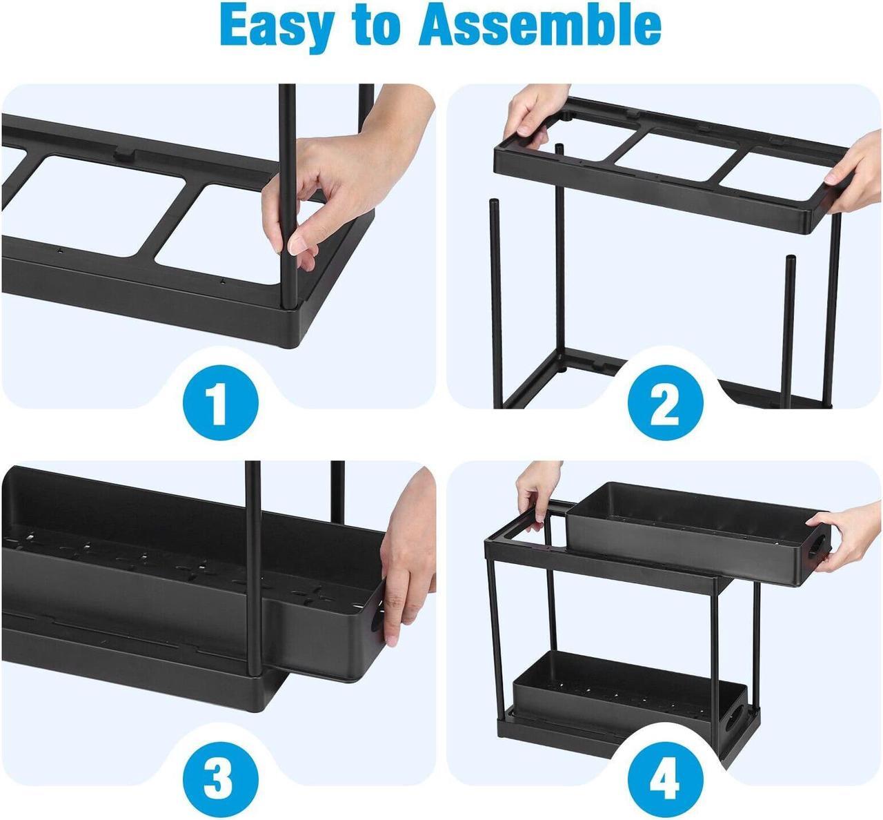 Alt view image 4 of 6 - 2-Tier Pull Out Under Sink Cabinet Organizer Multi-purpose Under Sink Shelf