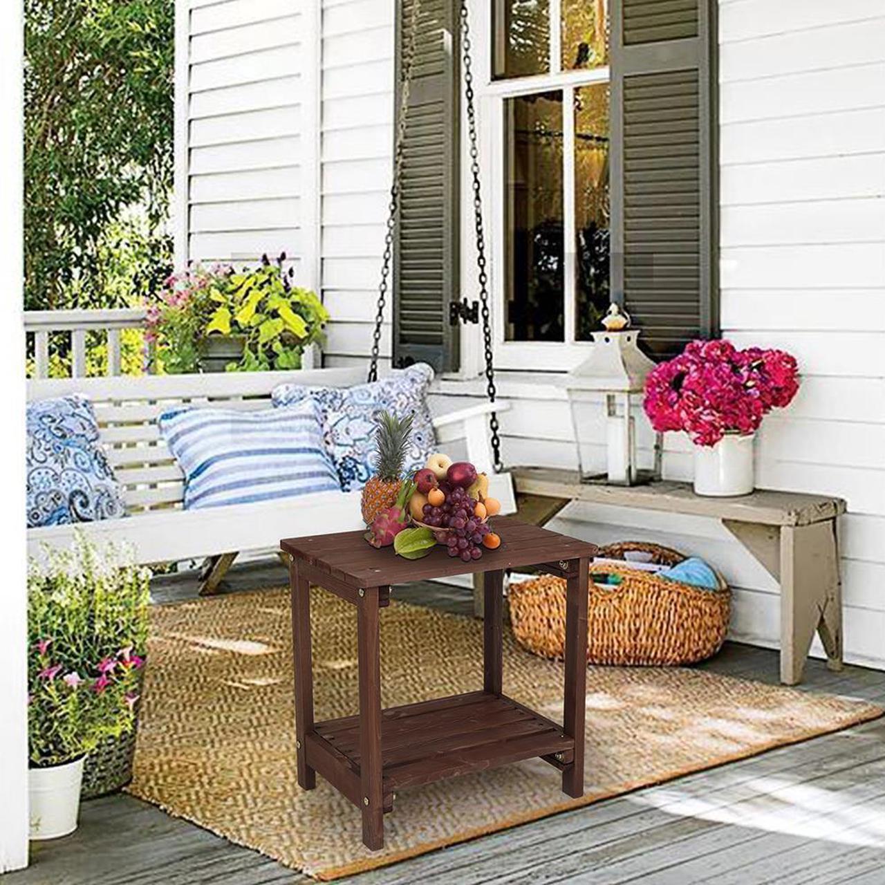 Alt view image 2 of 7 - Mini Tea Side Table Chair End Wood Stand Nightstand Sofa Night Shelf Room