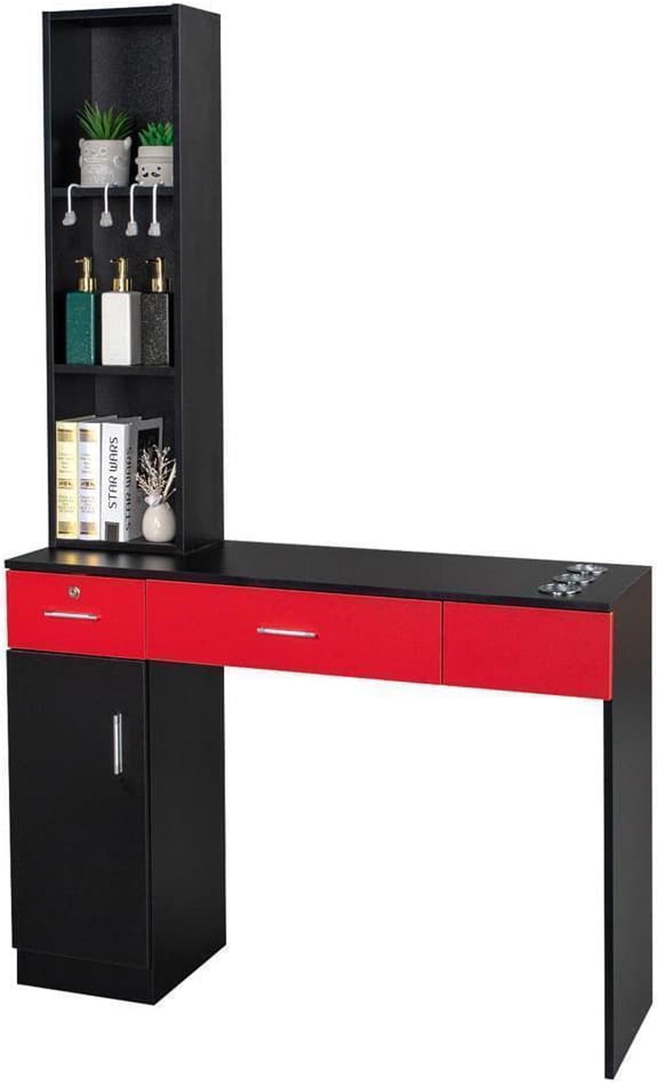 Alt view image 3 of 7 - Wall Mount Salon Ston, Barber Storage Cabinet with 3 Hair Dryer Holders