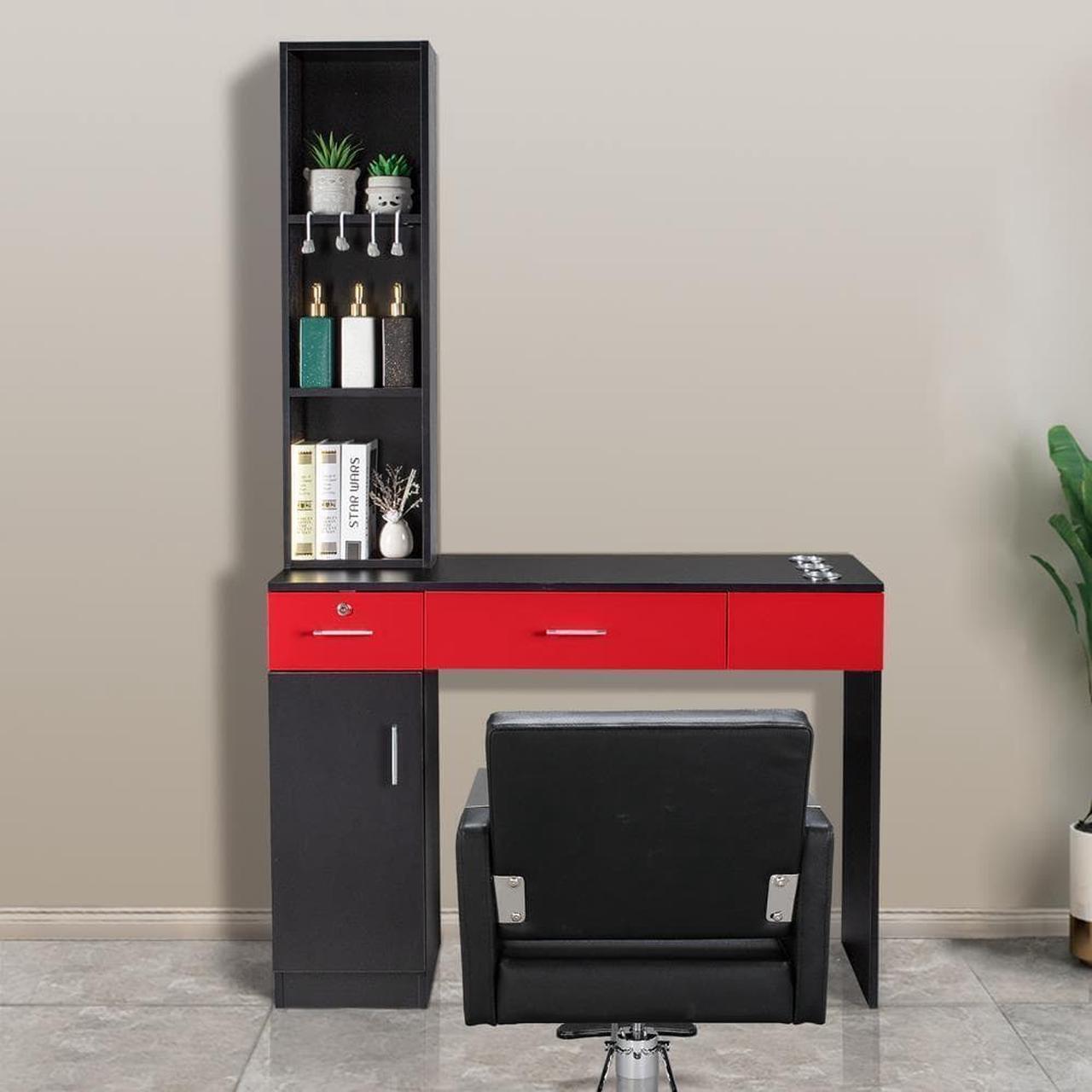 Alt view image 4 of 7 - Wall Mount Salon Ston, Barber Storage Cabinet with 3 Hair Dryer Holders
