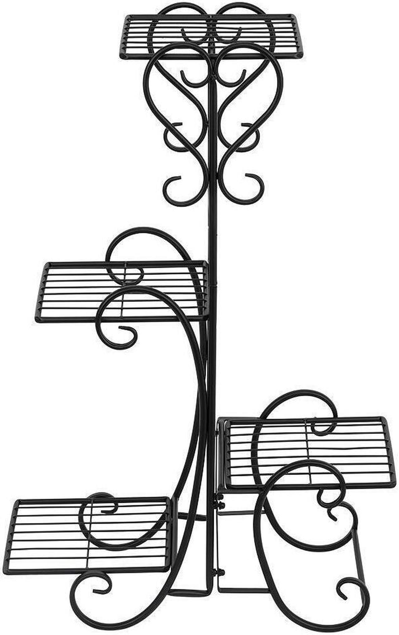 Alt view image 2 of 6 - Iron Metal Plant Stand Holds 4 Flower Pot Rack Indoor Outdoor Black USA