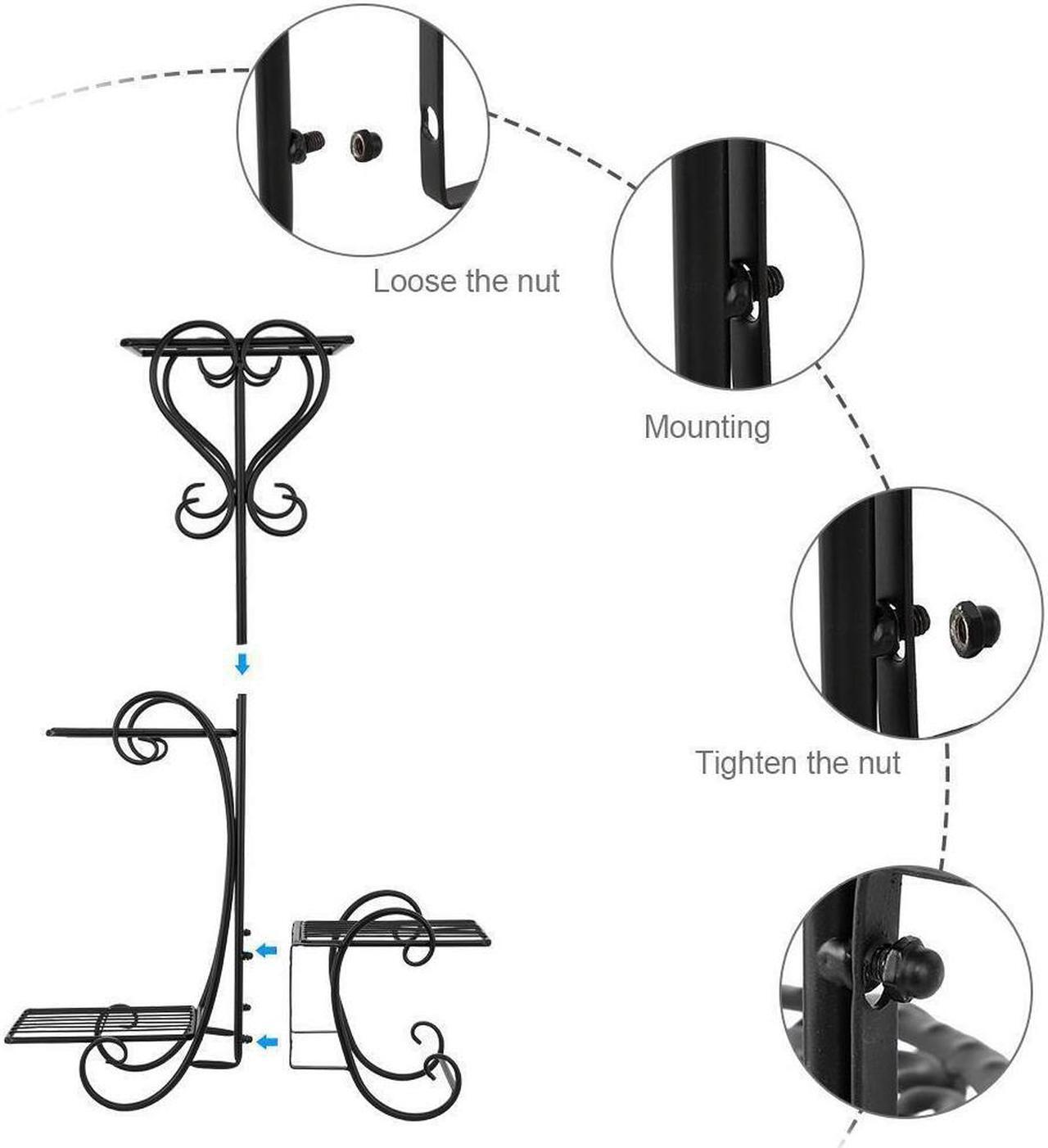 Alt view image 5 of 6 - Iron Metal Plant Stand Holds 4 Flower Pot Rack Indoor Outdoor Black USA