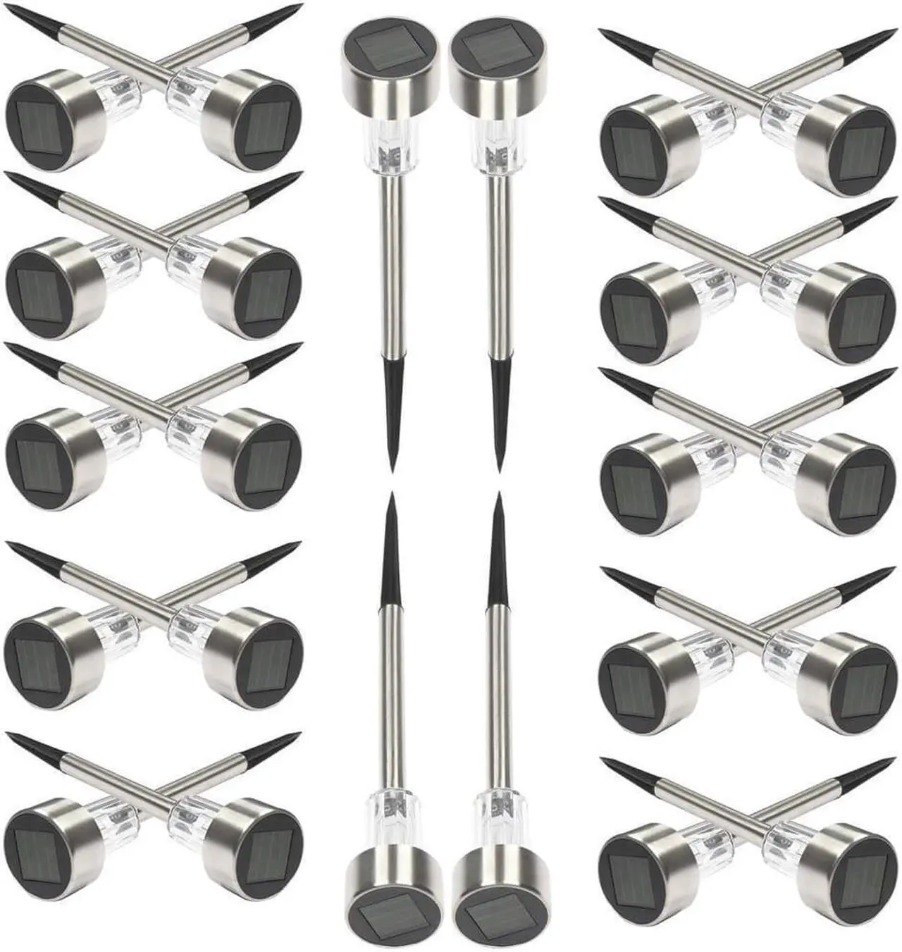Main image of Solar Pathway Lights Outdoor 24 Pack Solar Powered Garden Light Metal Waterproof